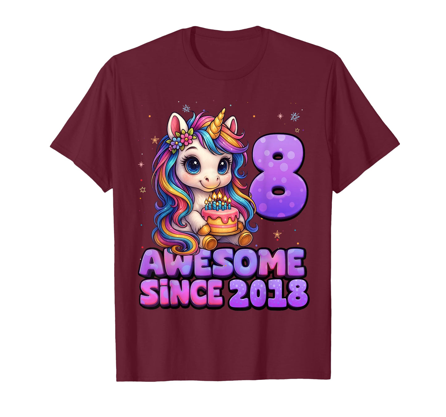 8 Year Old Awesome Since 2018 Unicorn 8th Birthday Girl T-Shirt