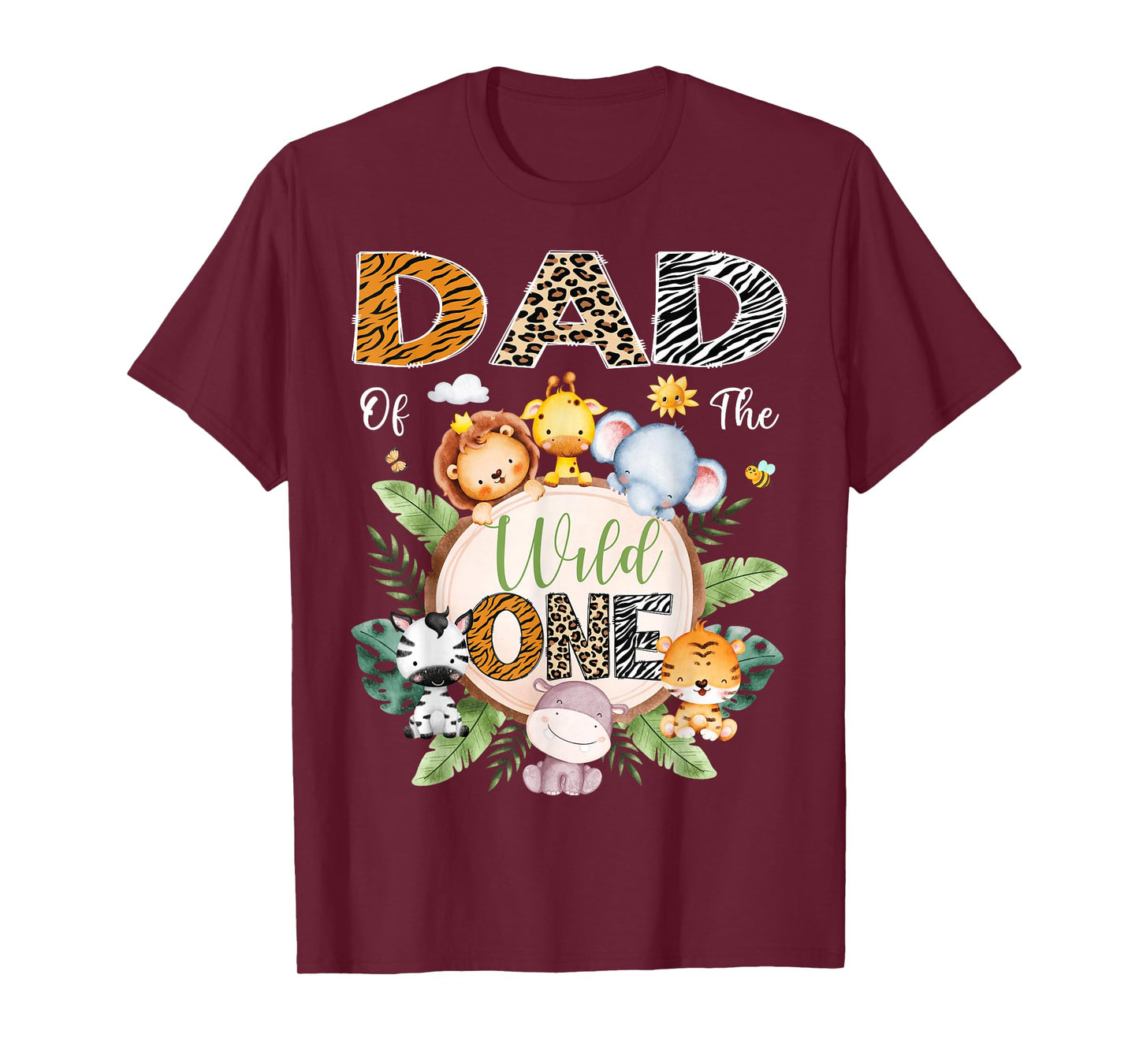 Dad Of The Wild One 1St Birthday Safari Jungle Animal T-Shirt