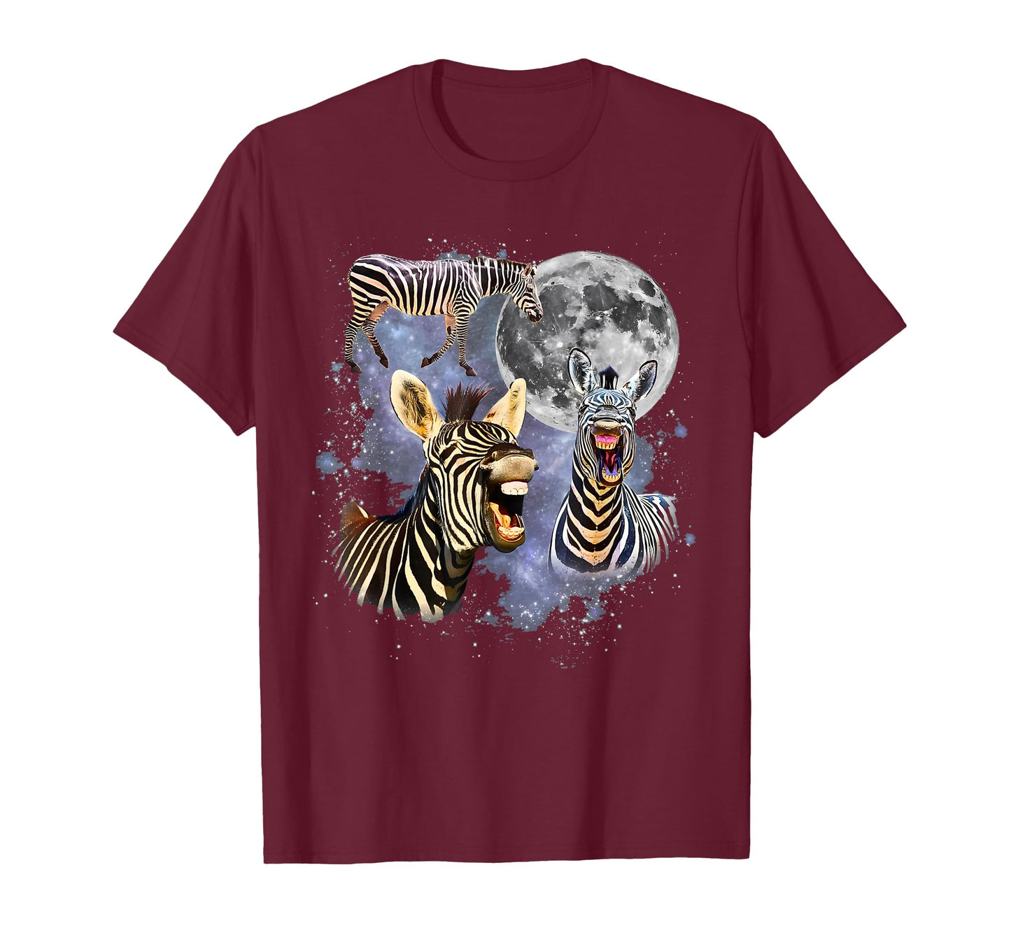 Vintage 90s Three Zebra Howling at The Moon Wildlife Graphic T-Shirt