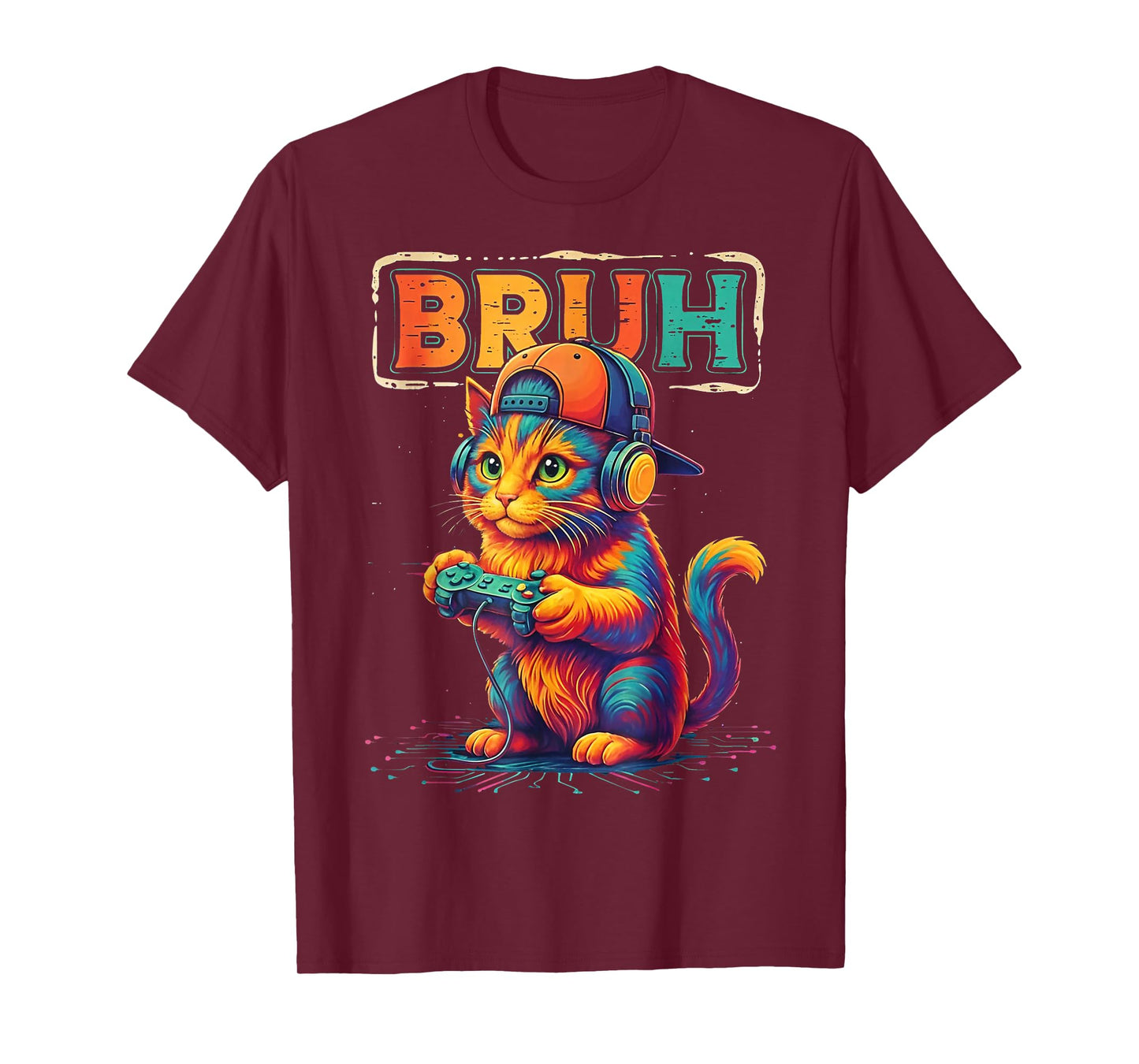 Gamer Bruh Cat Video Games Gift for Boys Teen Men Girls T-Shirt