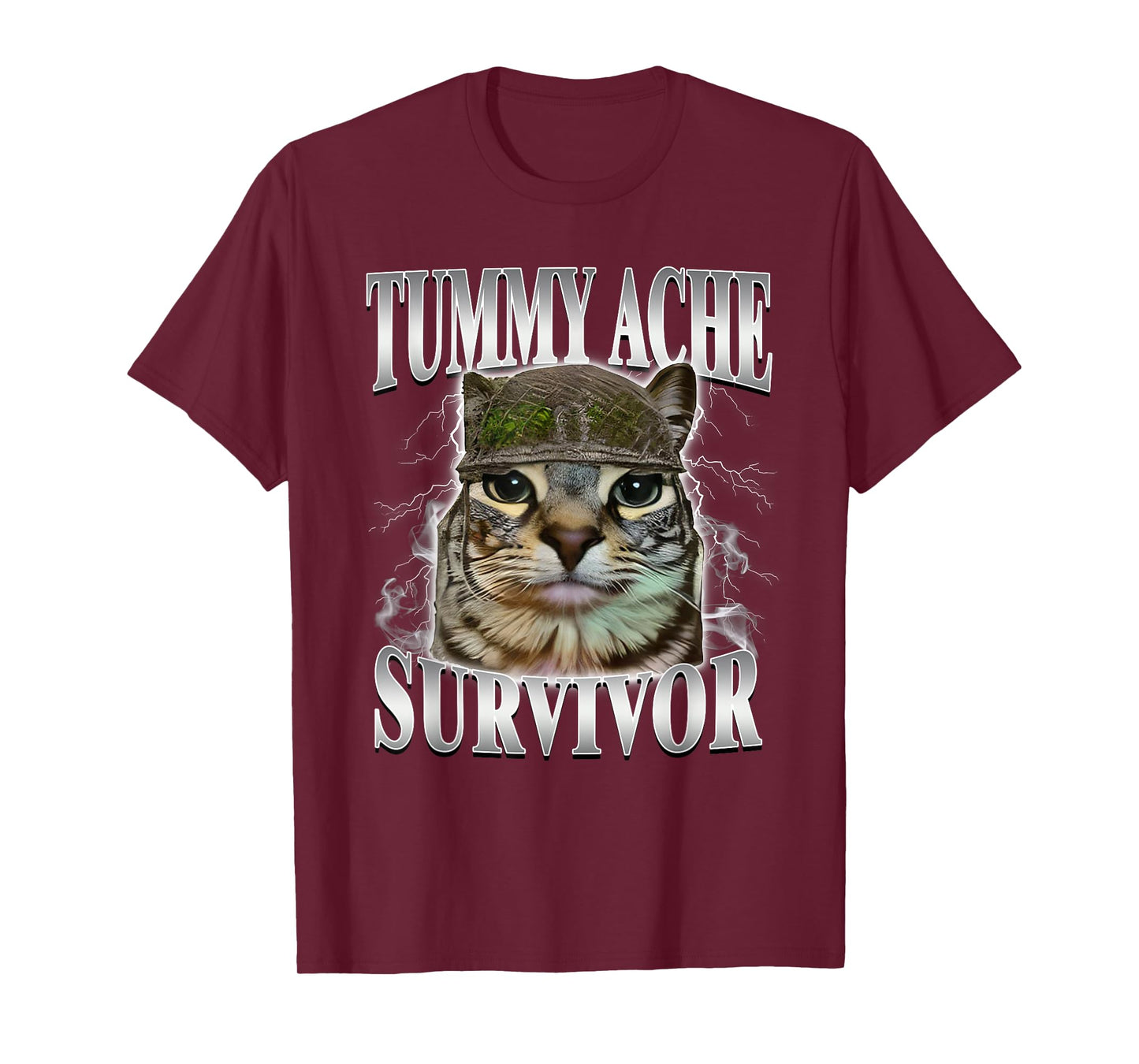 Tummy Ache Survivor Funny Cat Meme T-Shirt