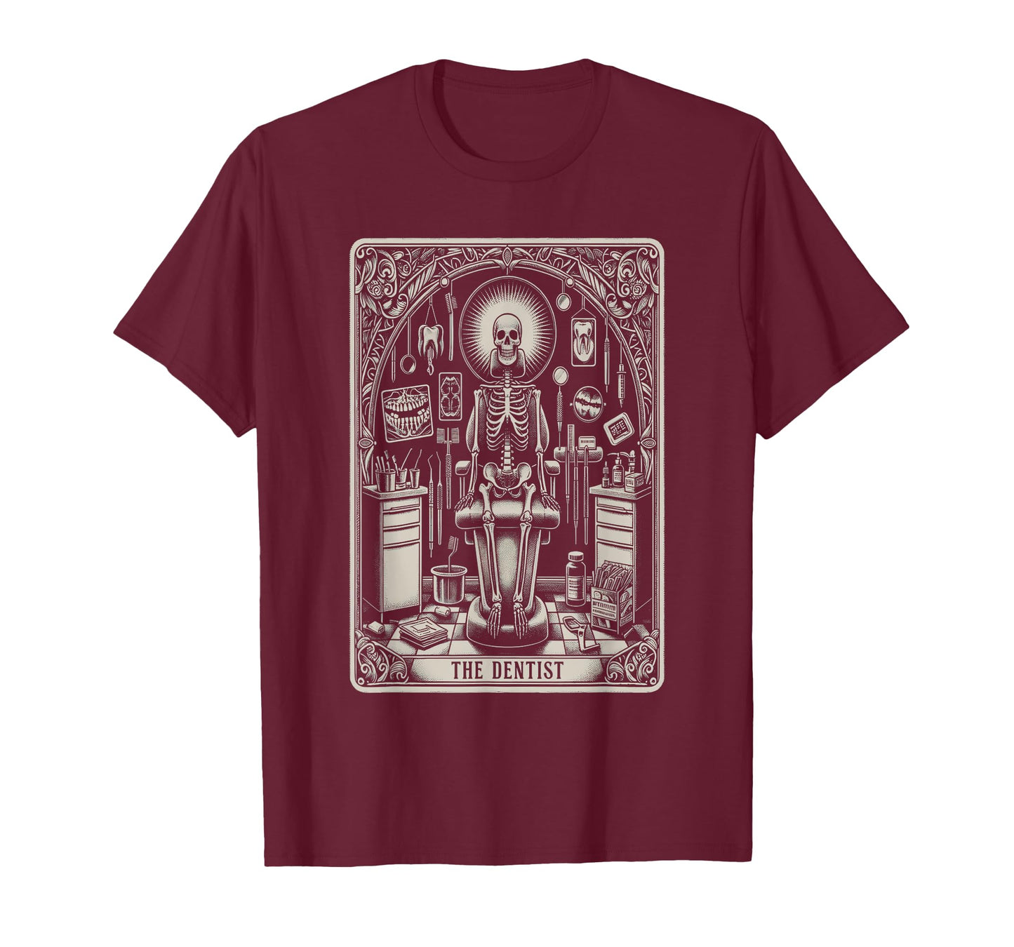 Funny Skeleton Yoga Dental Hygienist Tooth Dentist Halloween T-Shirt