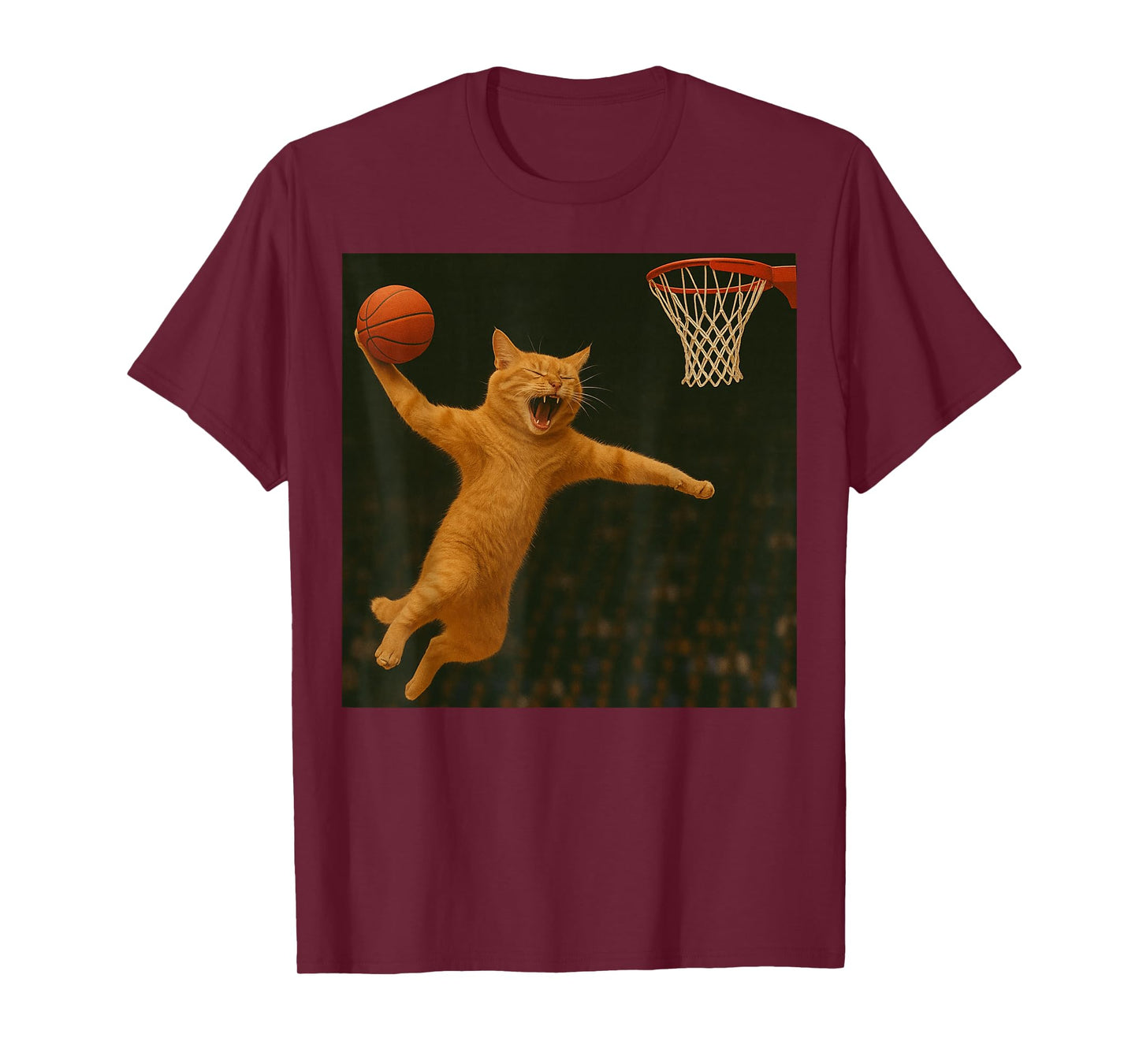 Cat Dunking Basketball Mid-Air T-Shirt