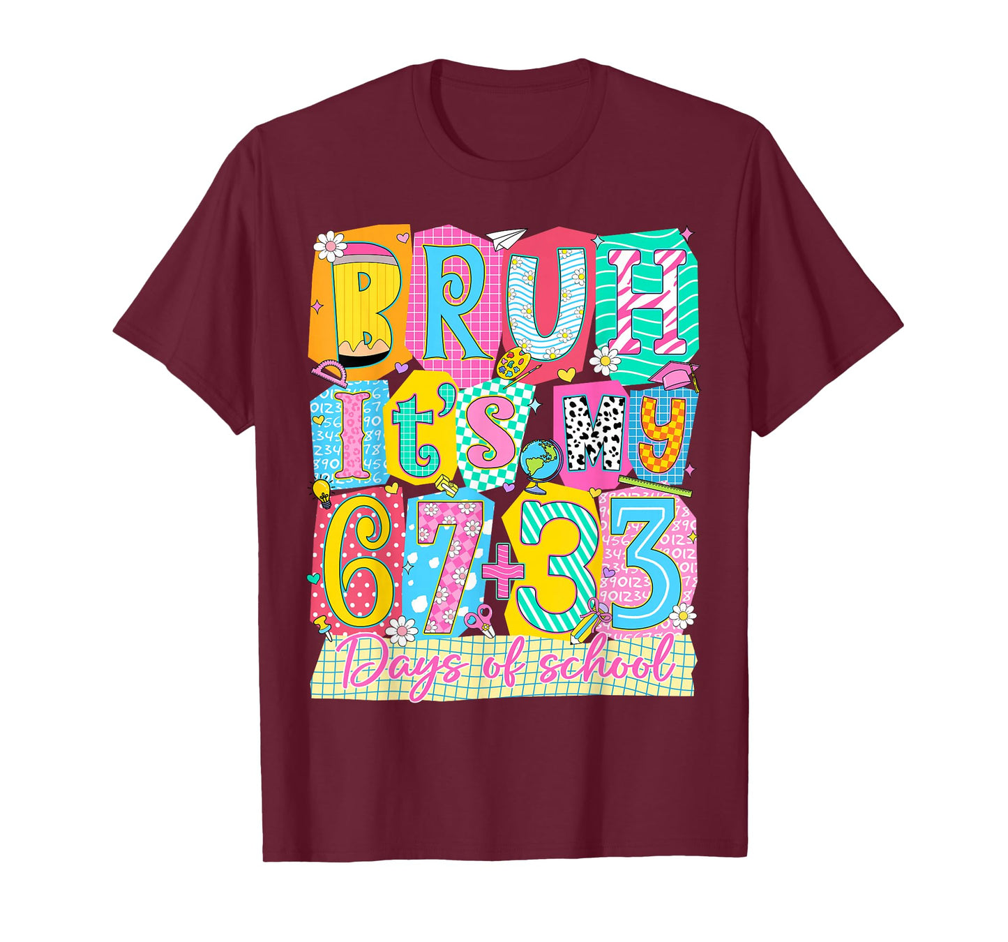 Bruh It's My 67 + 33 Days of School 100th Day of School Kids T-Shirt