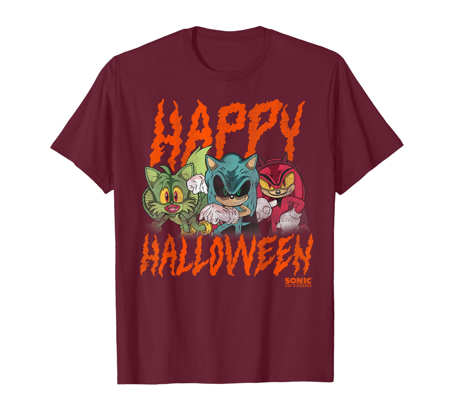 Sonic The Hedgehog Halloween Happy Halloween Distressed T-Shirt