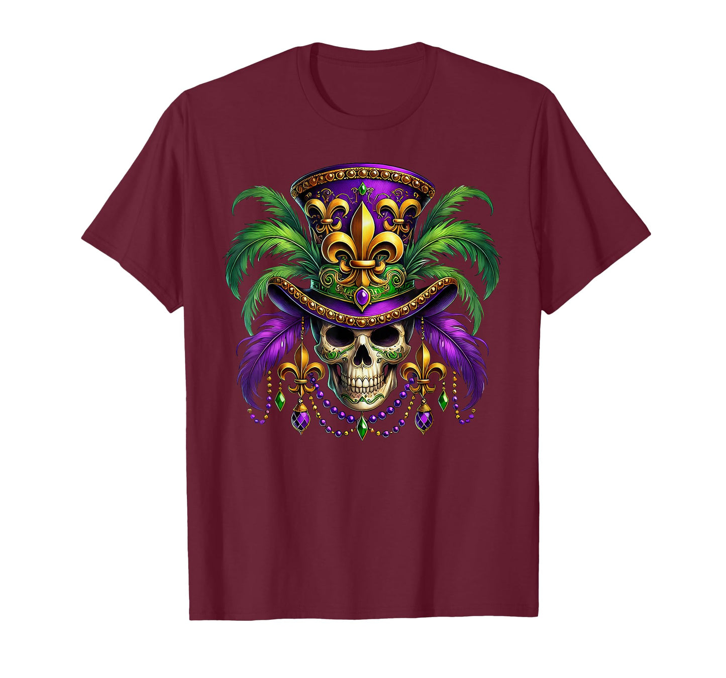 Mardi Gras Skull Top Hat New Orleans Witch Doctor Voodoo T-Shirt
