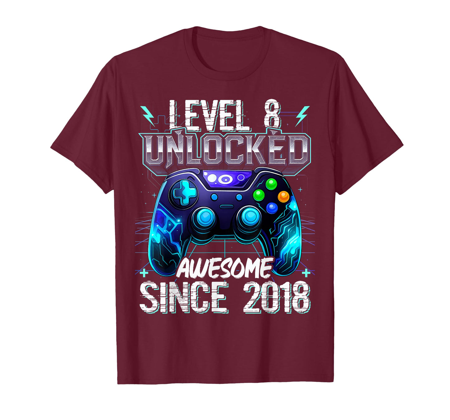 8th Birthday Boy Level 8 Gamer 8 Year Video Game Party T-Shirt