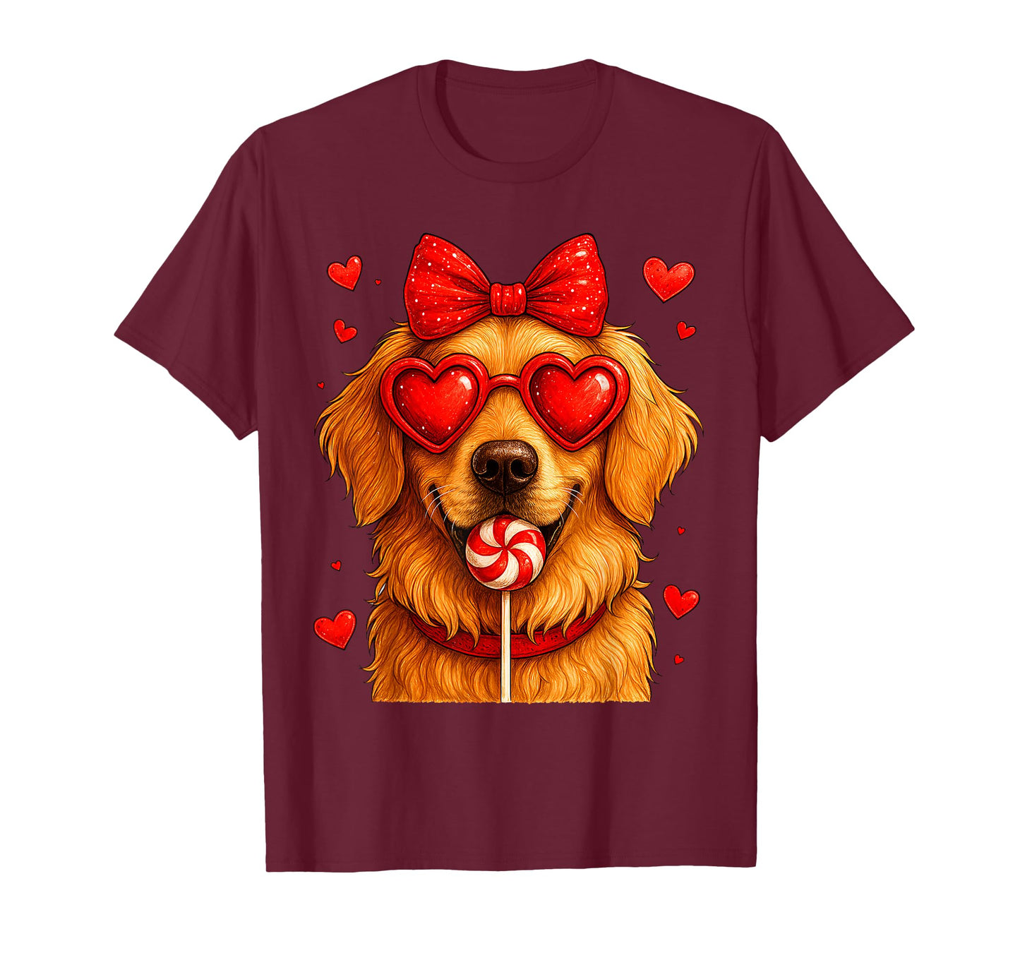 Cute Golden Retriever Valentine Heart Candy Valentines Day T-Shirt