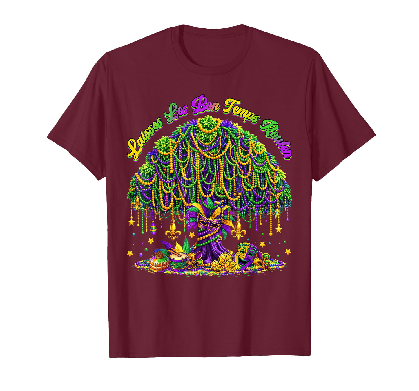 Laissez Les Bon Temps Rouler Mardi Gras Tree Beads Women Men T-Shirt