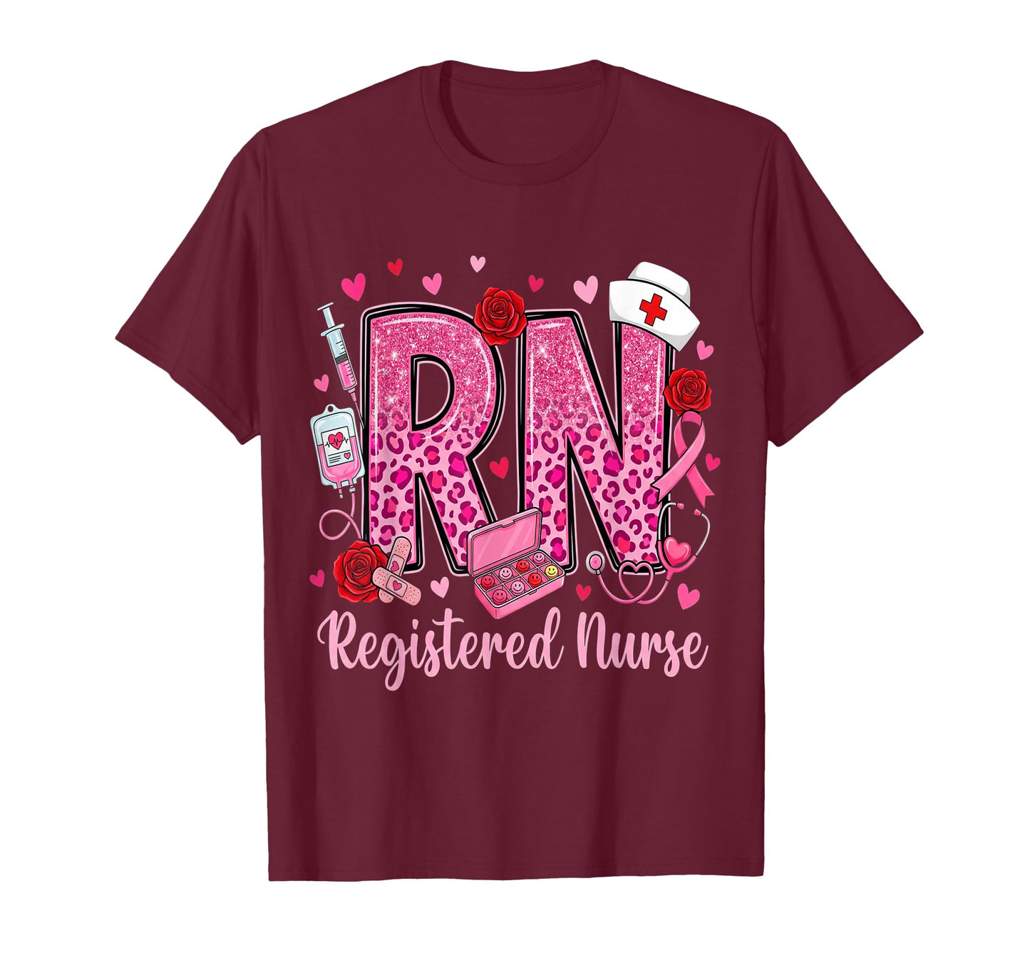 Healthcare Heart Registered Nurse RN Valentines Nurses T-Shirt