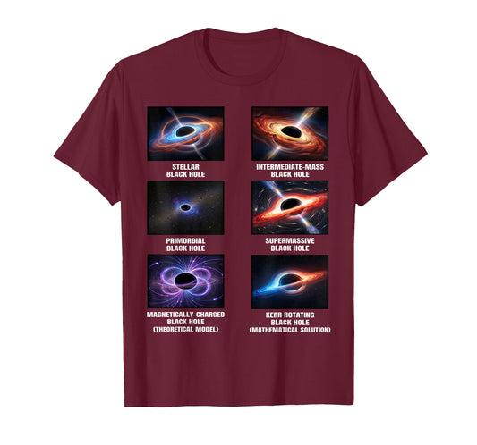 Types of Black Holes Astronomy Chart Space Lovers T-Shirt