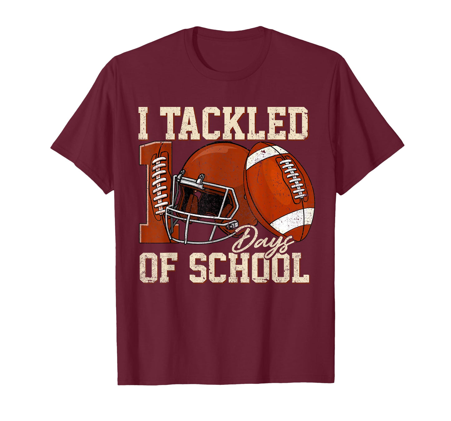 I Tackled 100 Days of School Football Boy Happy 100th Day T-Shirt