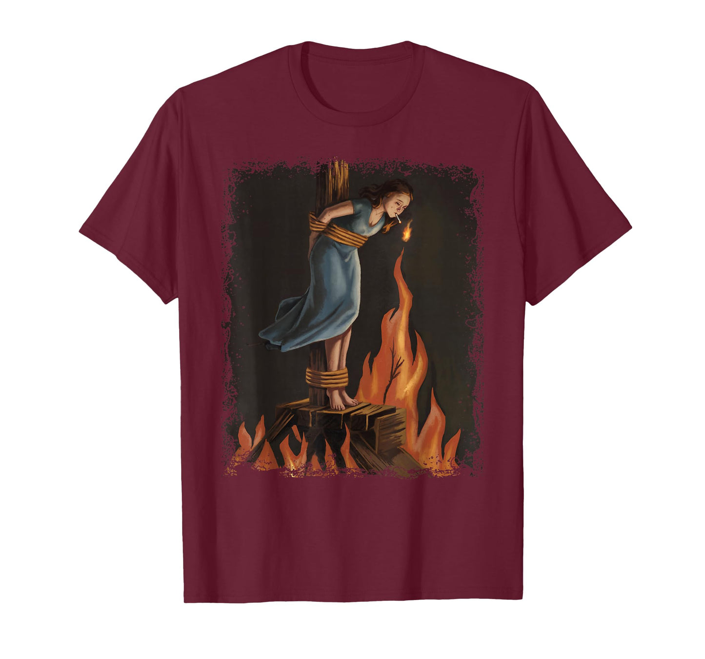 Witch Lighting Cigarette With Flames Occult Unholy Funny T-Shirt
