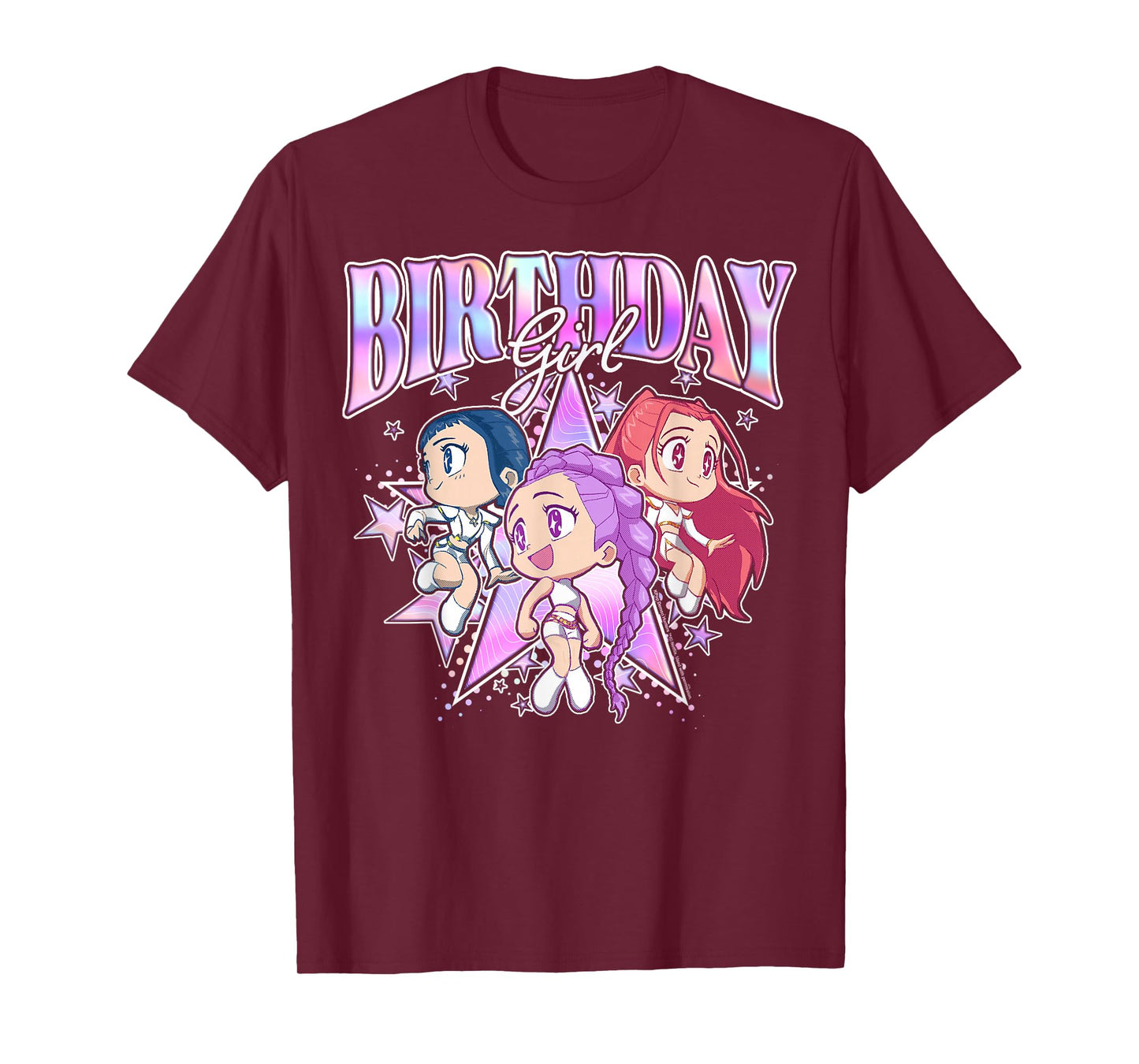 Kpop Demon Hunters Birthday Girl Adorable Chibi Group Shot T-Shirt