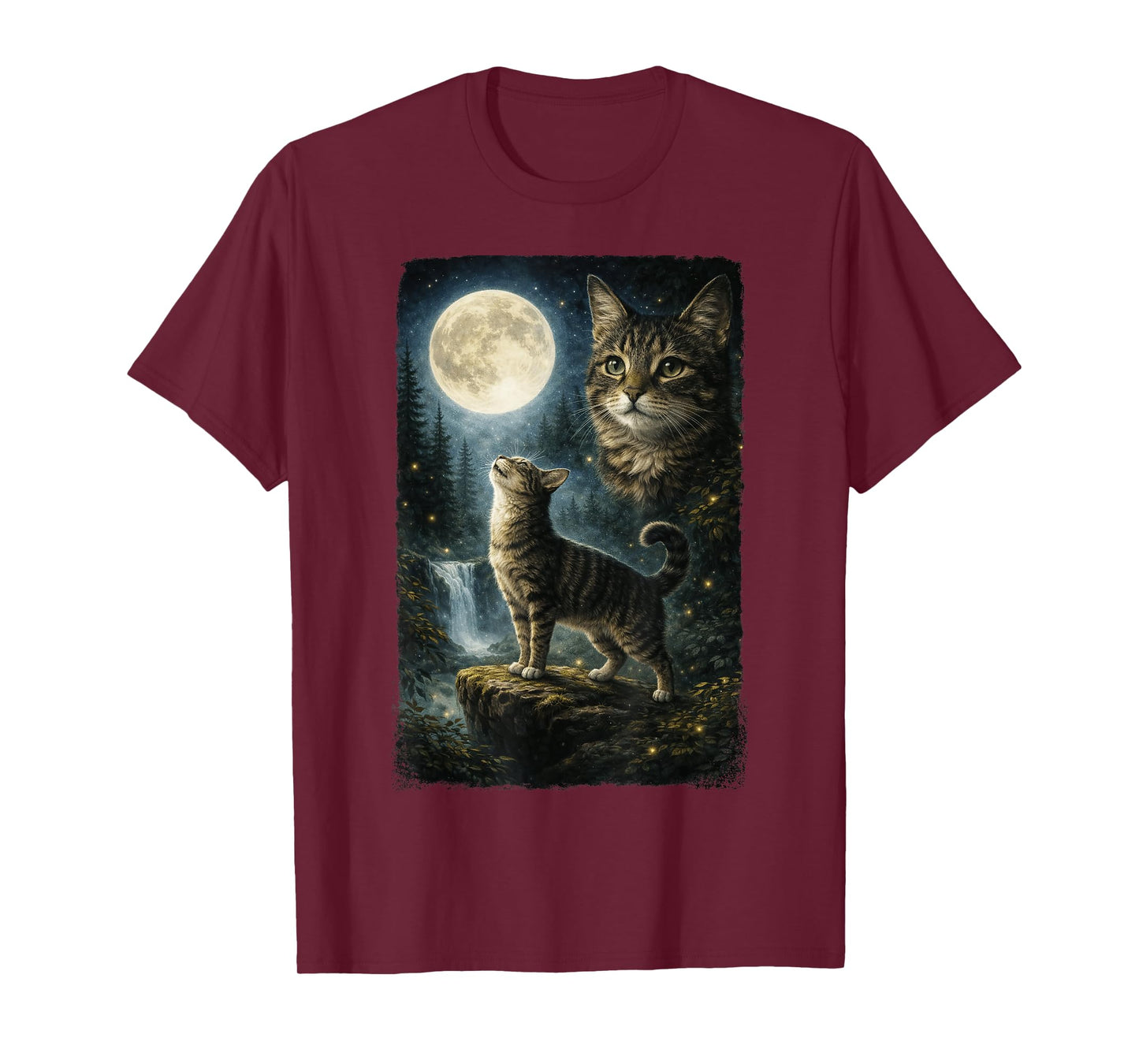 Funny Cat Art Design Cat Howling at The Moon T-Shirt