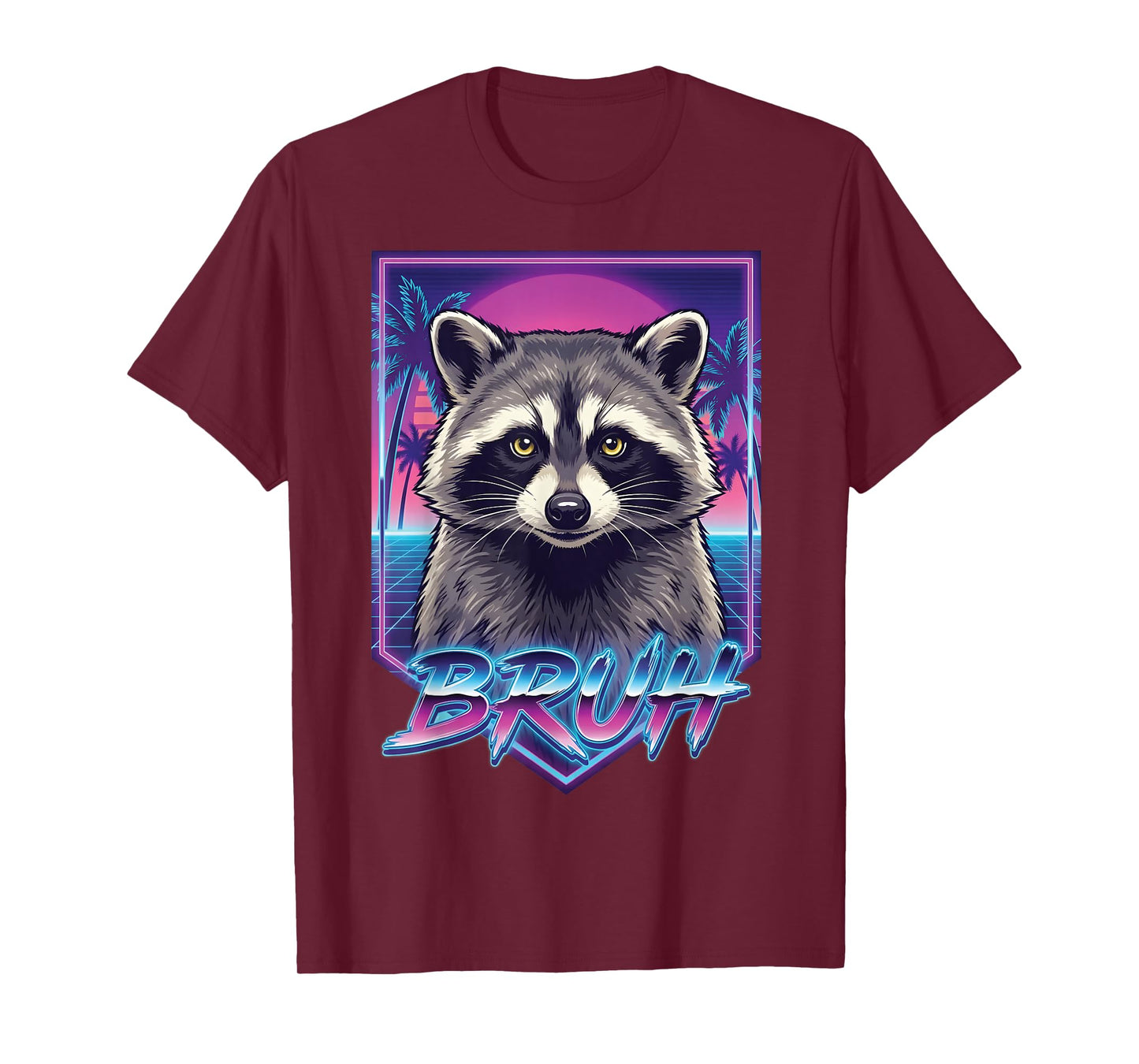 Funny Raccoon Bruh Teens Boys Girls Kids Men Vintage Retro T-Shirt