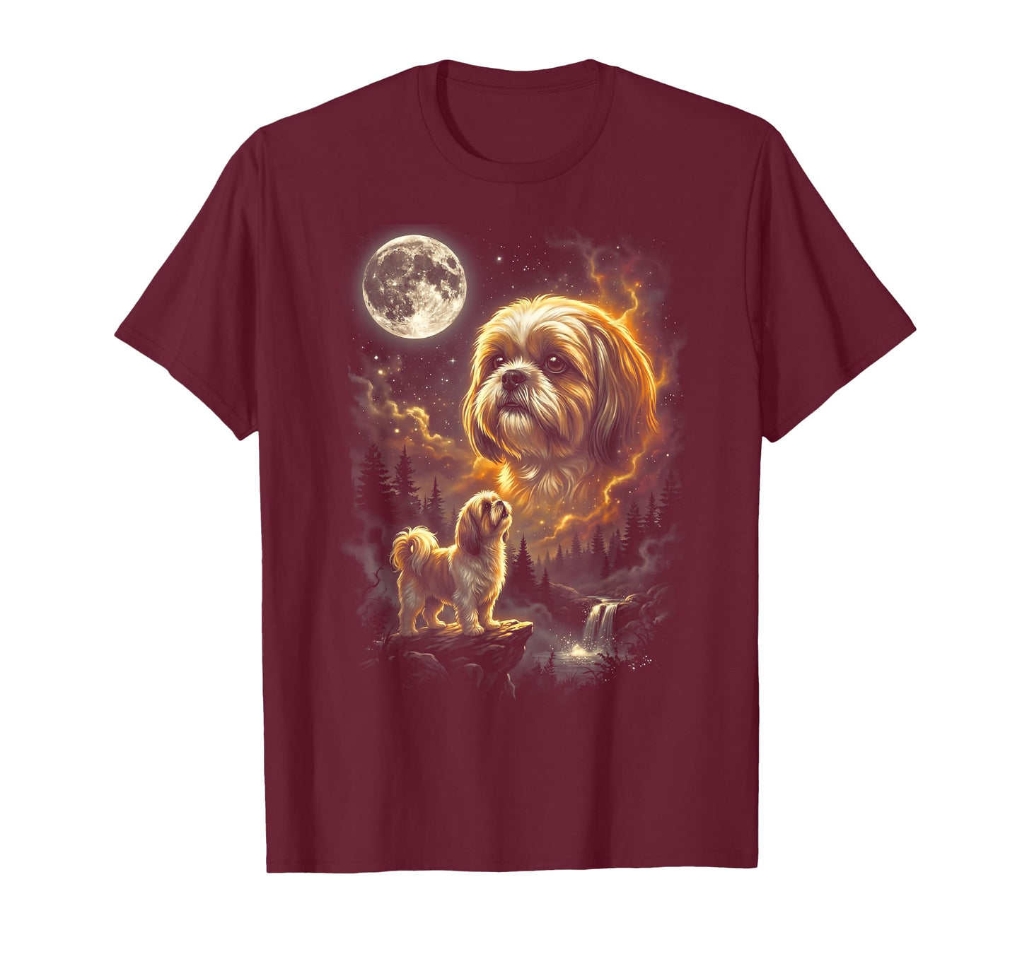 Shih Tzu Howling to The Moon Retro Vintage 90s Funny Dog T-Shirt