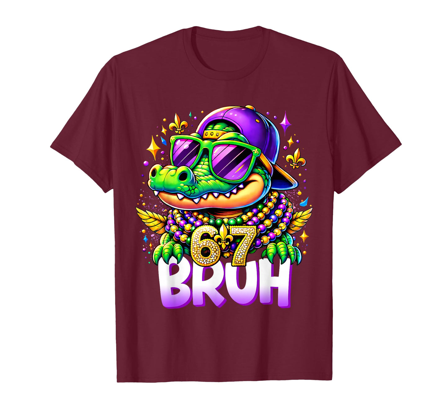 67 Mardi Gras Alligator Mardigator Six Seven Bruh Boys 6 7 T-Shirt