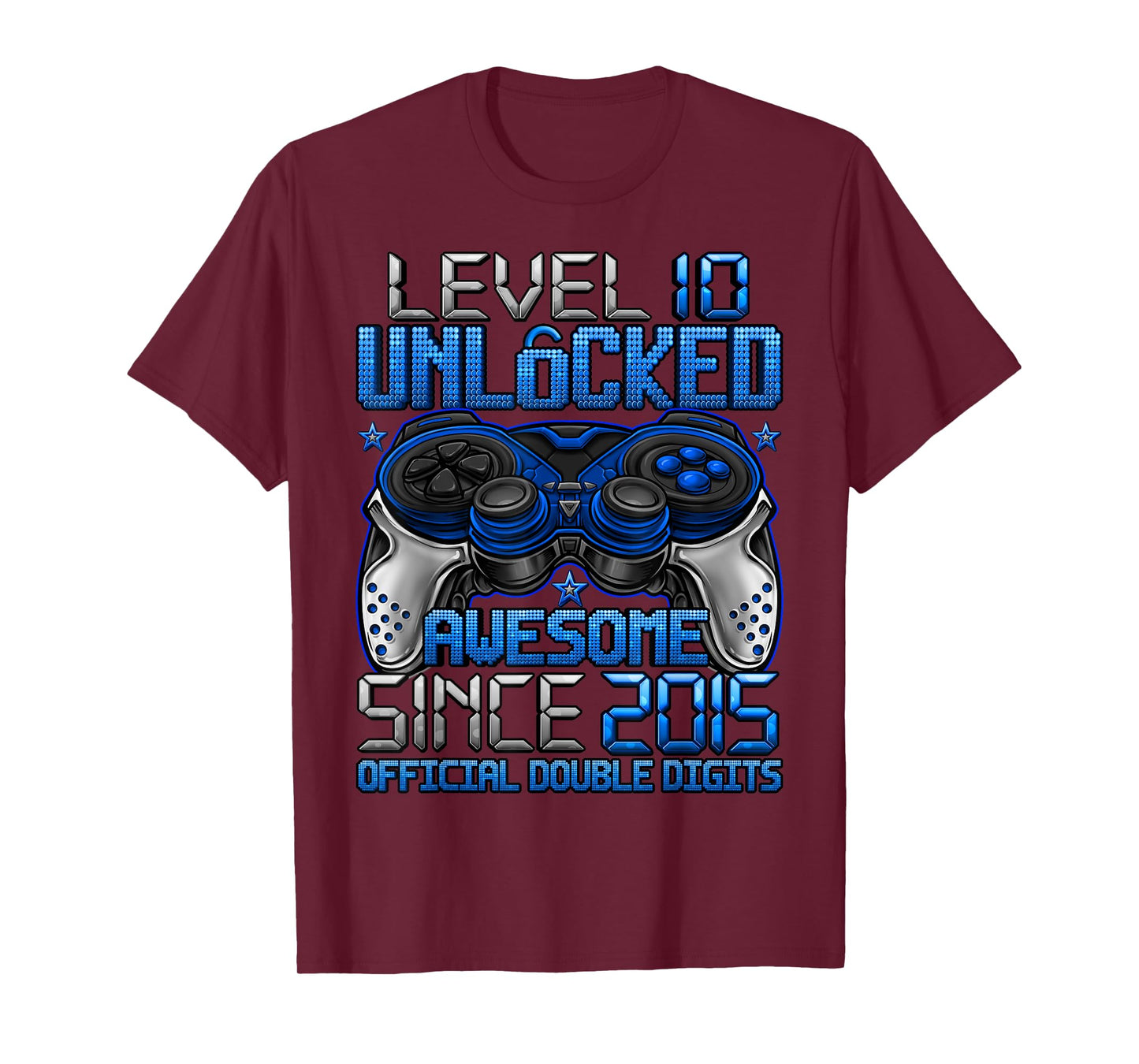 Official Double Digits Level 10 Unlocked 10th Birthday Boy T-Shirt