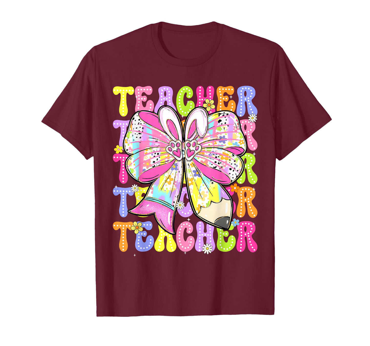 Cute Rabbit Coquette Pencil Easter Teacher Men Women Kid T-Shirt