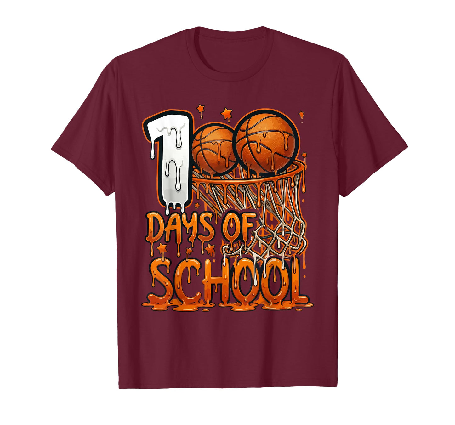 100th Days of School Basketball Drip for Boys Kids T-Shirt