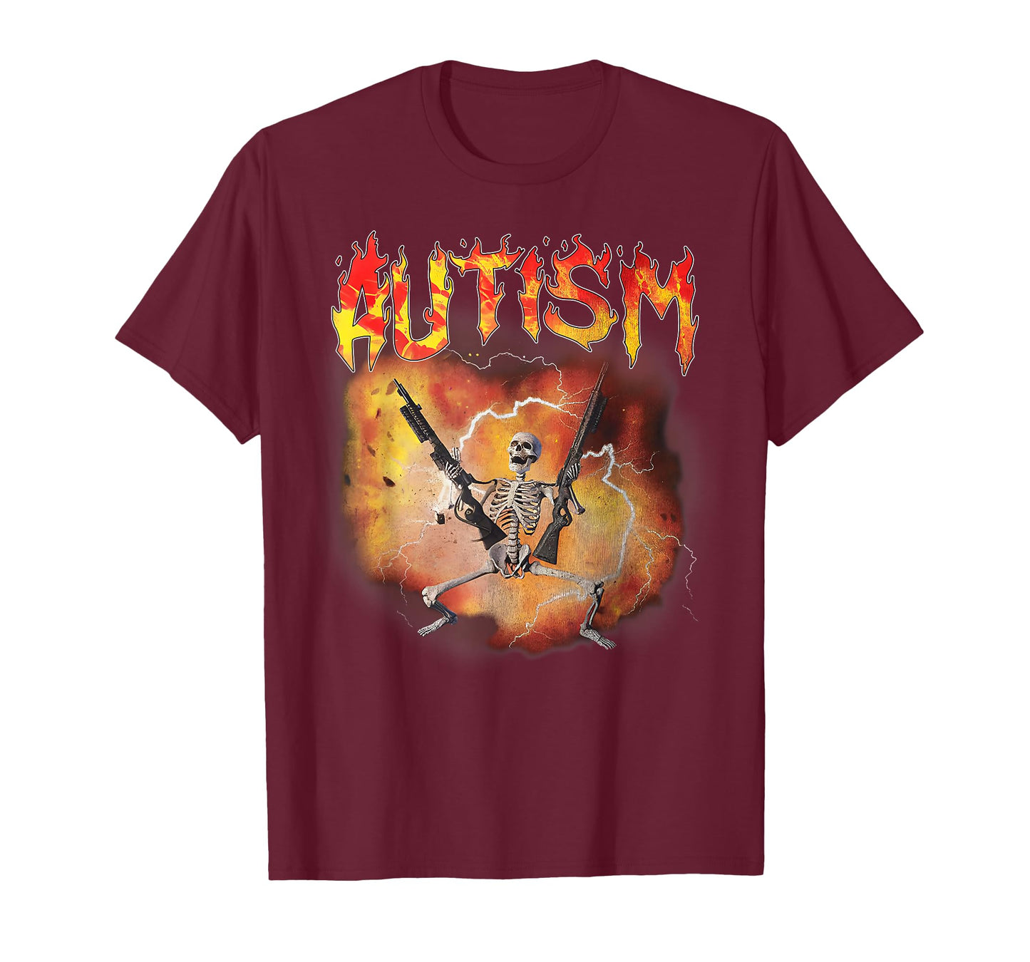 Autistic Funny Meme Skeleton Fire Autism Awareness Vintage T-Shirt