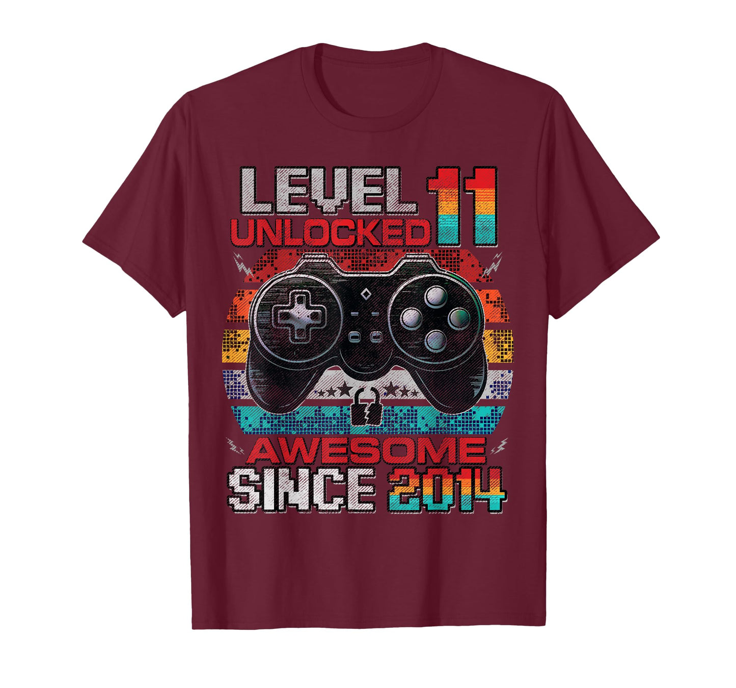 Level 11 Unlocked Awesome Since 2014 11th Birthday Gaming T-Shirt