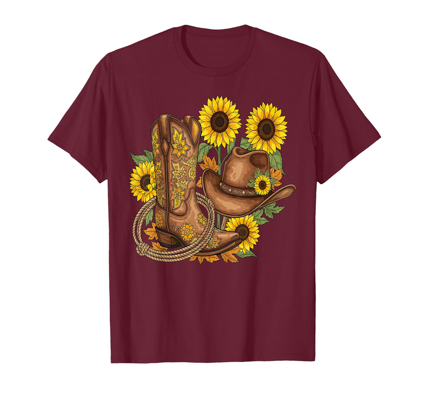 Cowboy Cowgirl Boot Hat Sunflower Western Country T-Shirt