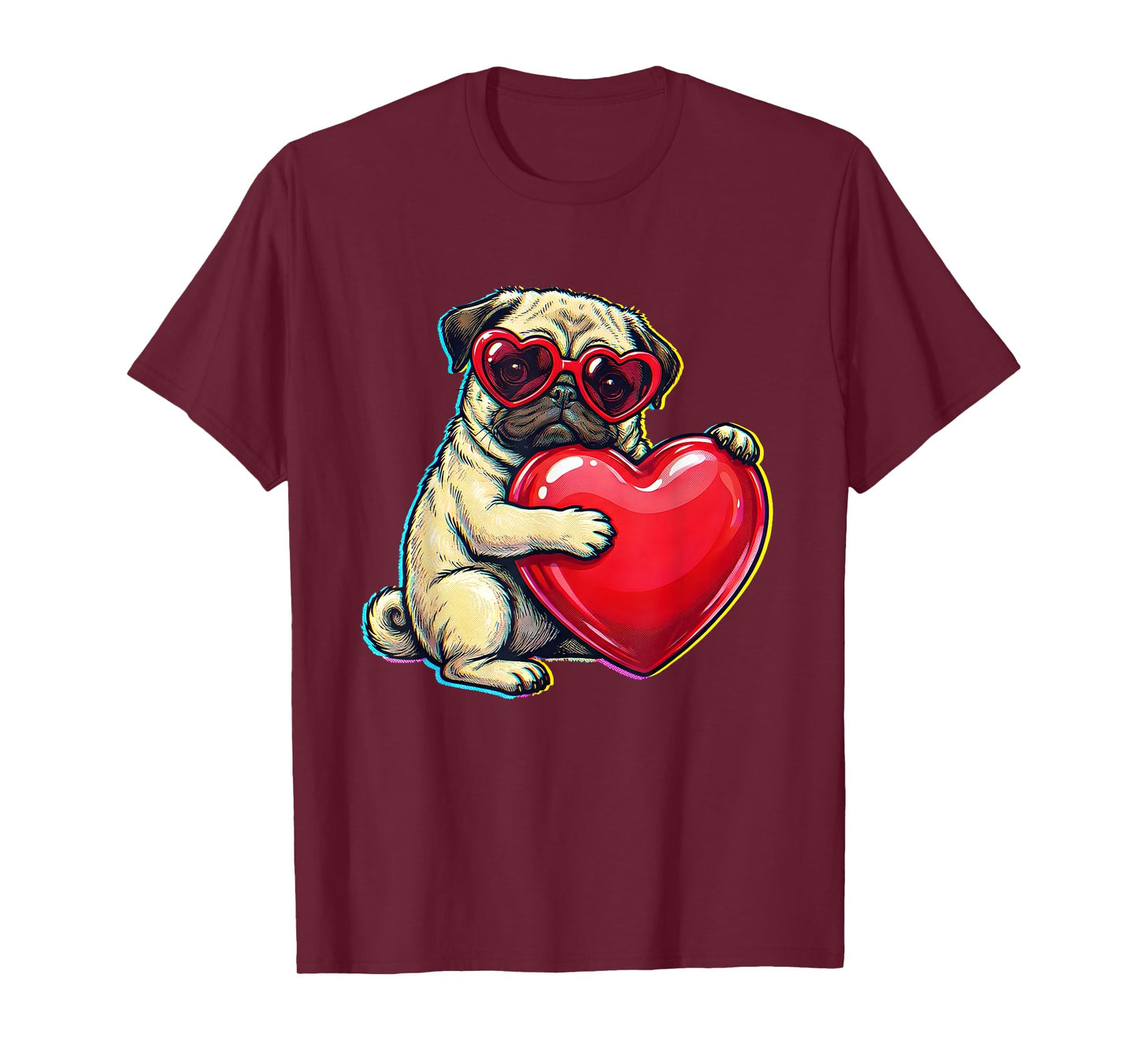 Vintage Pug Funny Youth Life Dad Mom Retro Dog Heart Meme T-Shirt