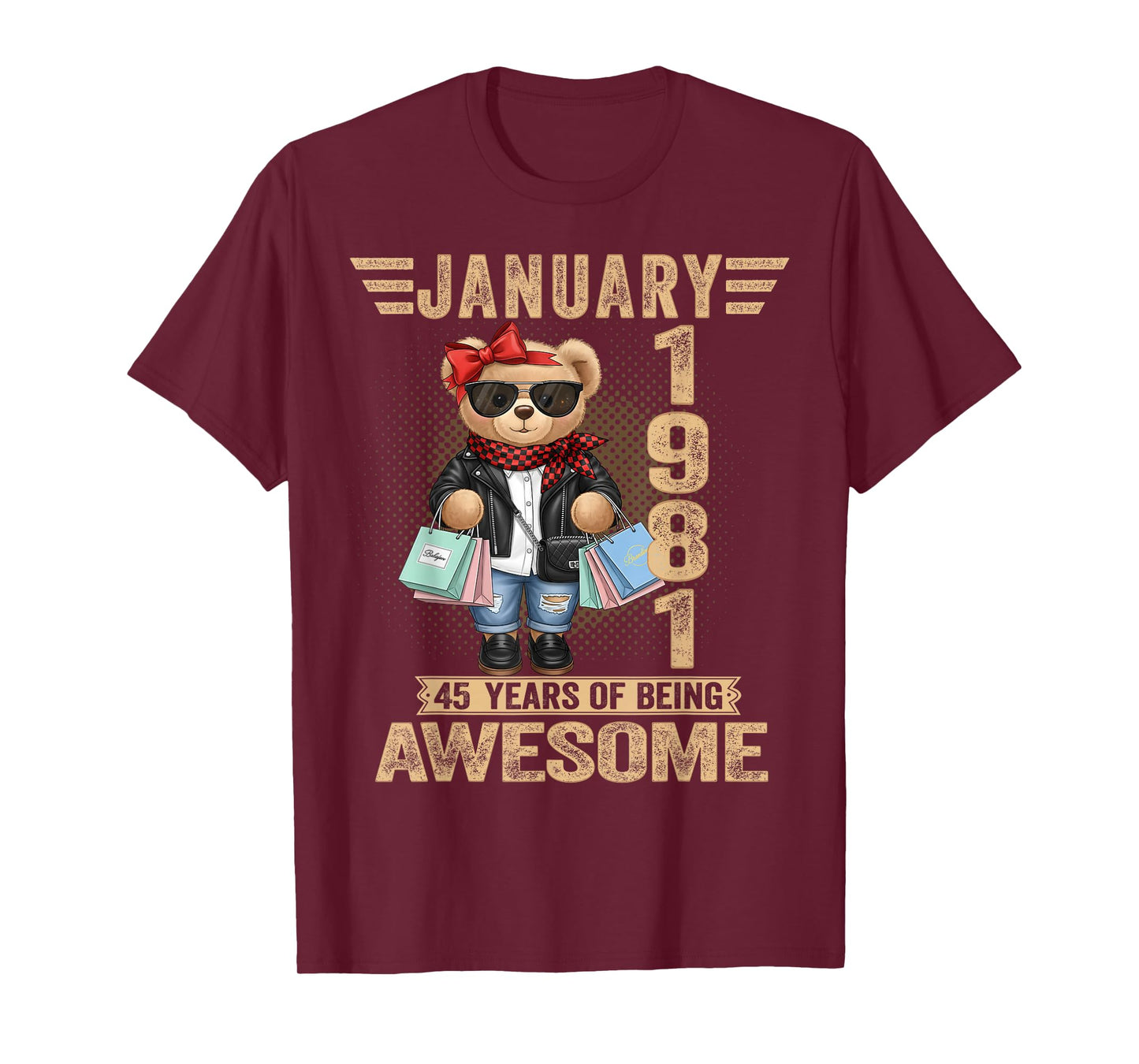 45 Year Old January 1981 Teddy Bear 45th Birthday Women T-Shirt