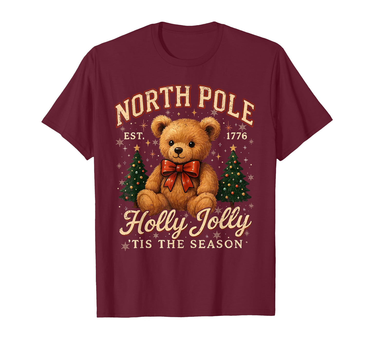 North Pole Teddy Bear Christmas Tee T-Shirt