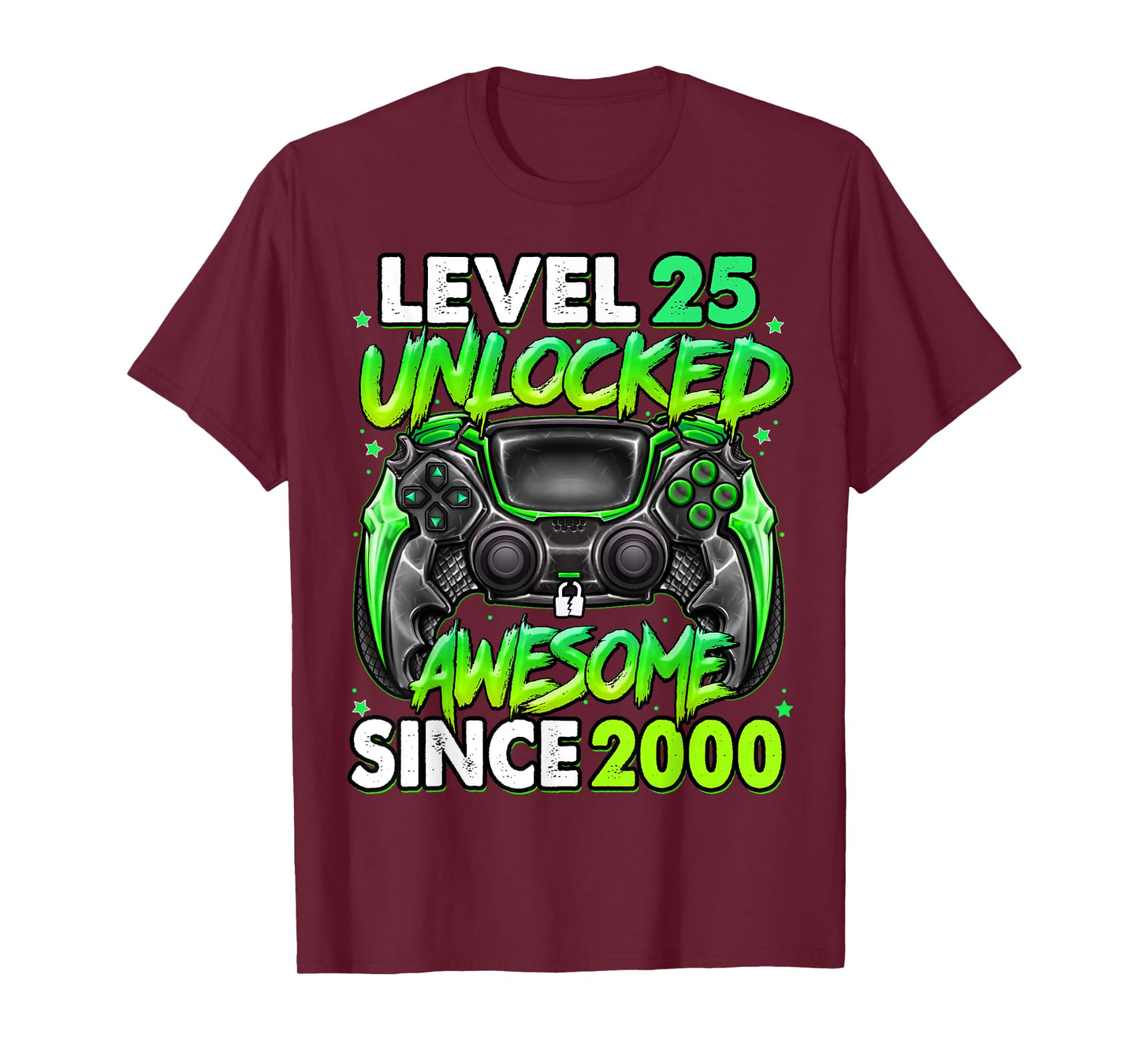 Level 25 Unlocked Awesome Since 2000 25th Birthday Gaming T-Shirt