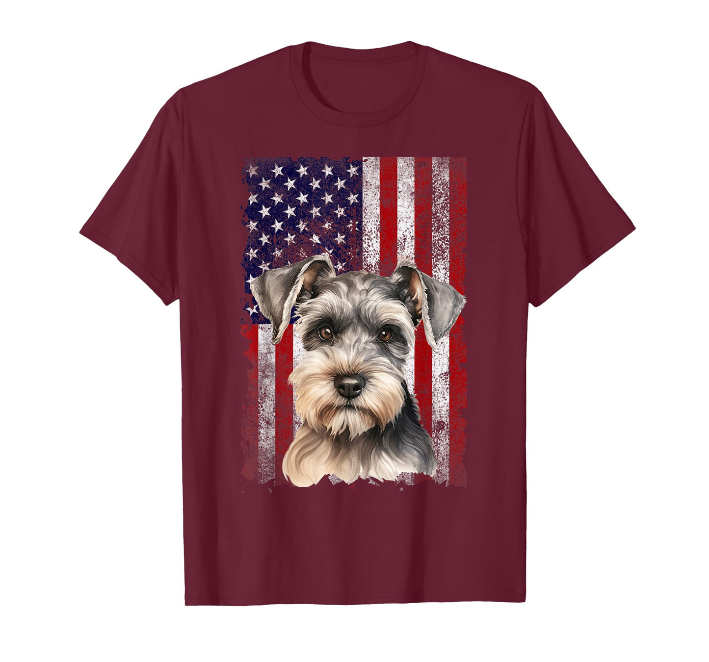 Miniature Schnauzer Dog 4th of July American Flag Patriotic T-Shirt