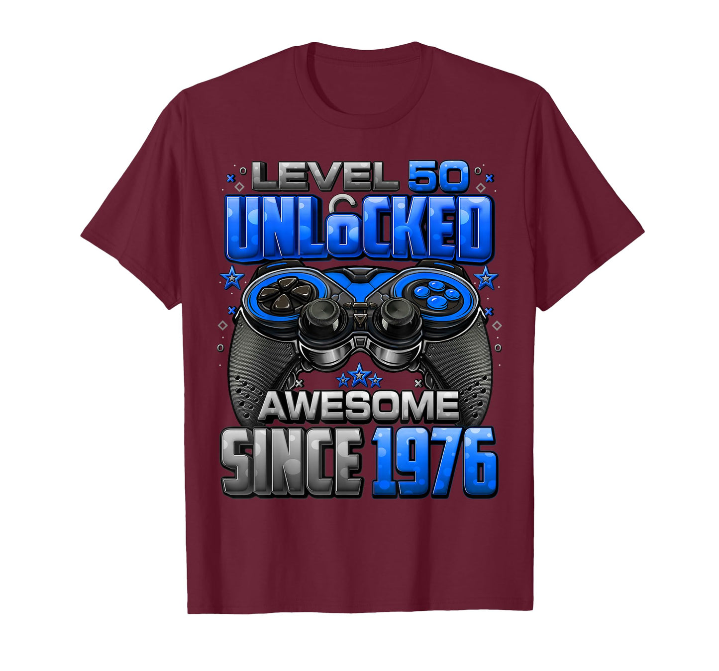 Level 50 Unlocked Awesome Since 1976 50th Birthday Gaming T-Shirt