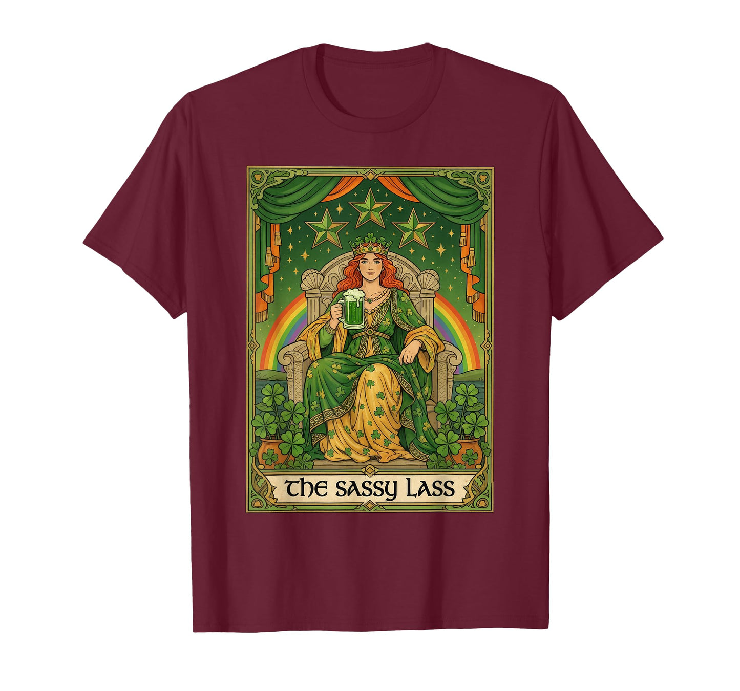 The Sassy Lass Tarot Card Style Girl Women St Patrick’s Day T-Shirt