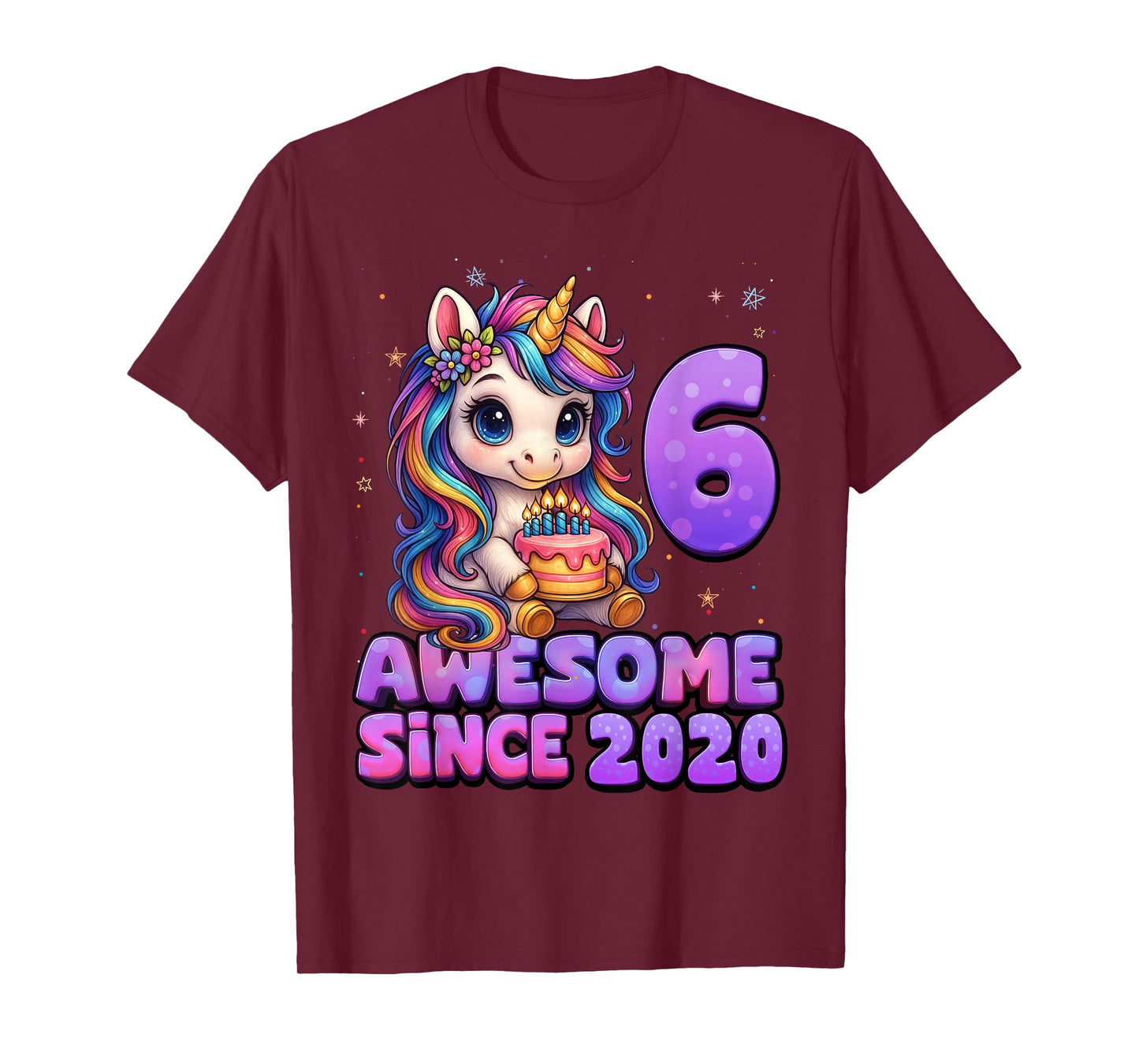 6 Year Old Girl Awesome Since 2020 Unicorn 6th Birthday Girl T-Shirt