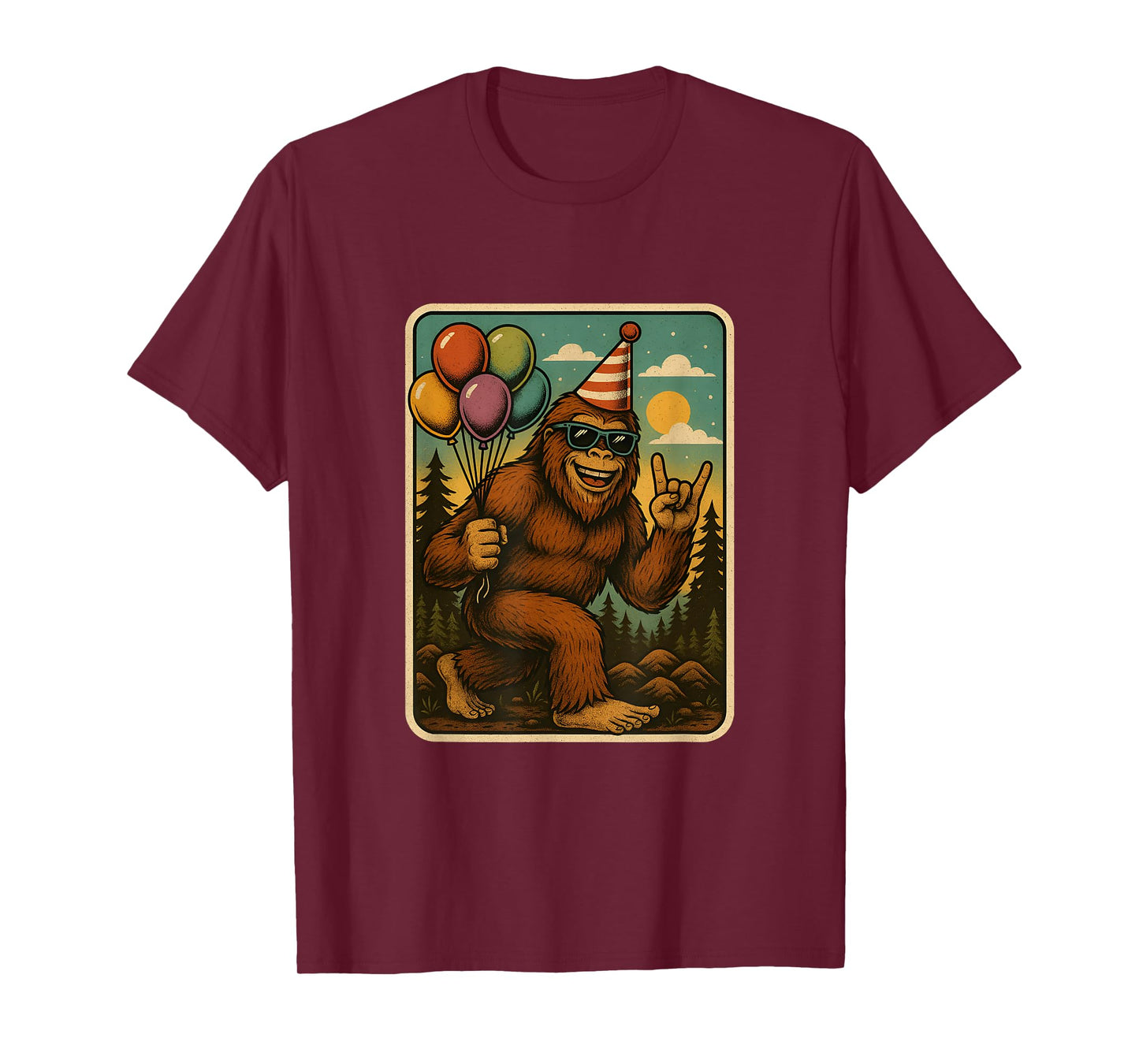Bigfoot Party Vibes Birthday Balloons Forest Fun T-Shirt