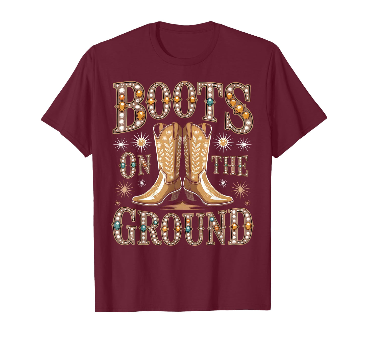 Boots On The Ground Black Cowgirl Western Where Them Fans At T-Shirt