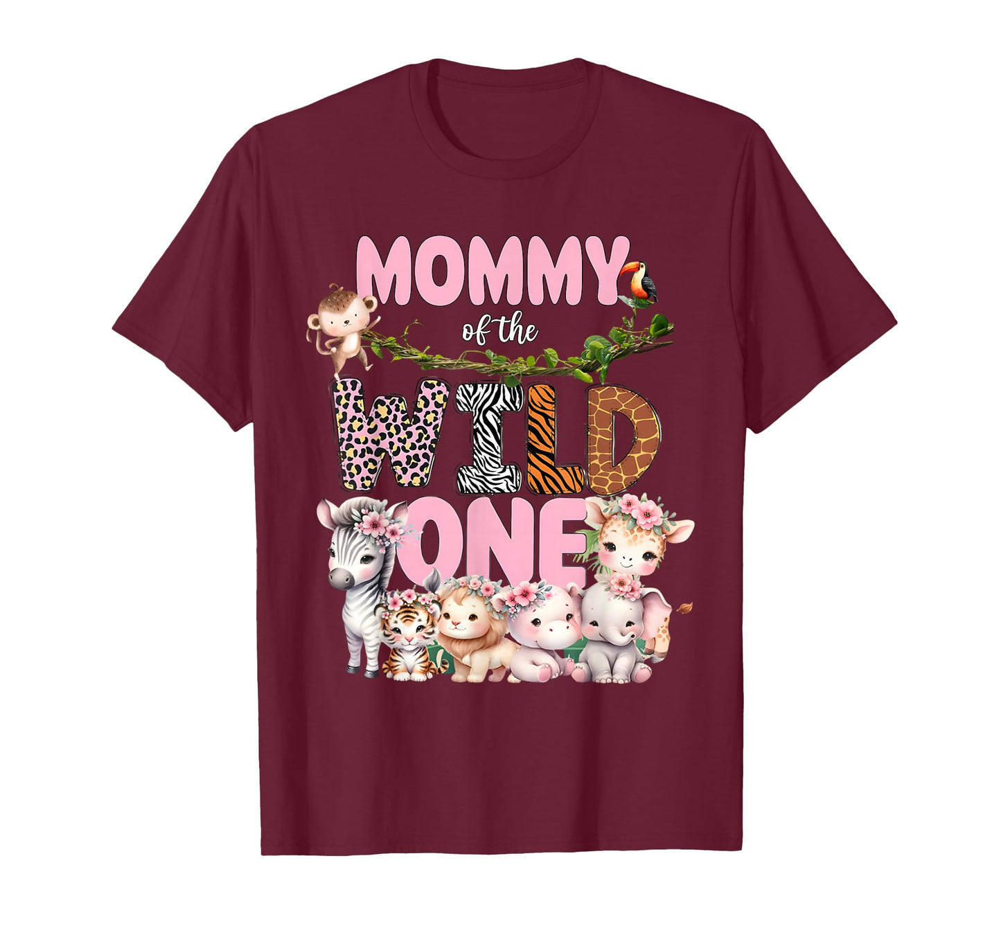 Mommy of The Wild One 1st Birthday Girl Kid Safari Jungle T-Shirt