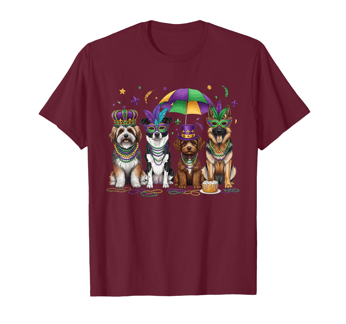 Festive Mardi Gras Dog Design T-Shirt