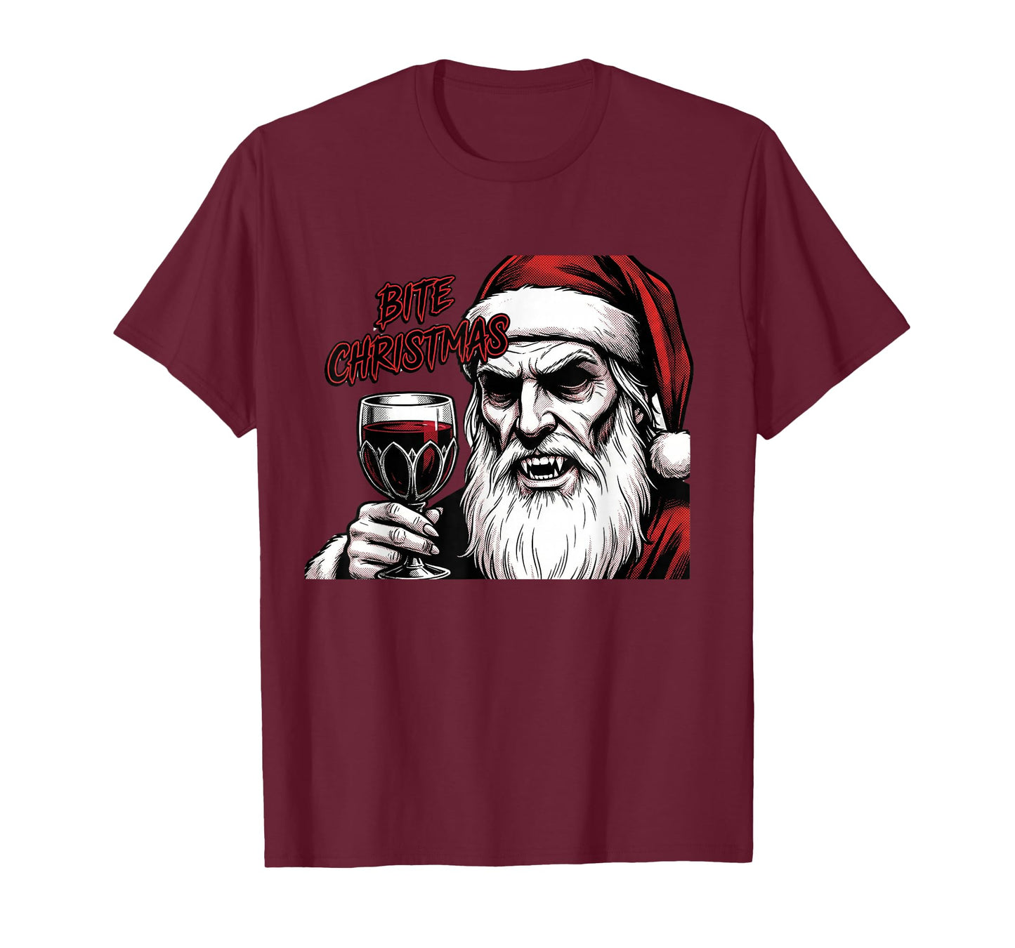 Bite Christmas Vampire Santa Claus Vintage Comic Book Style T-Shirt