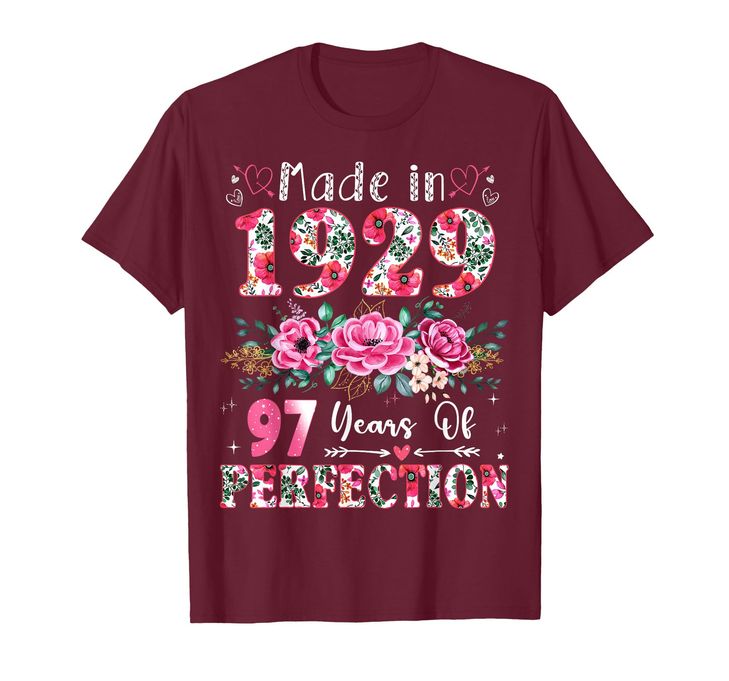 97 Year Old Made in 1929 Floral 97th Birthday Women T-Shirt