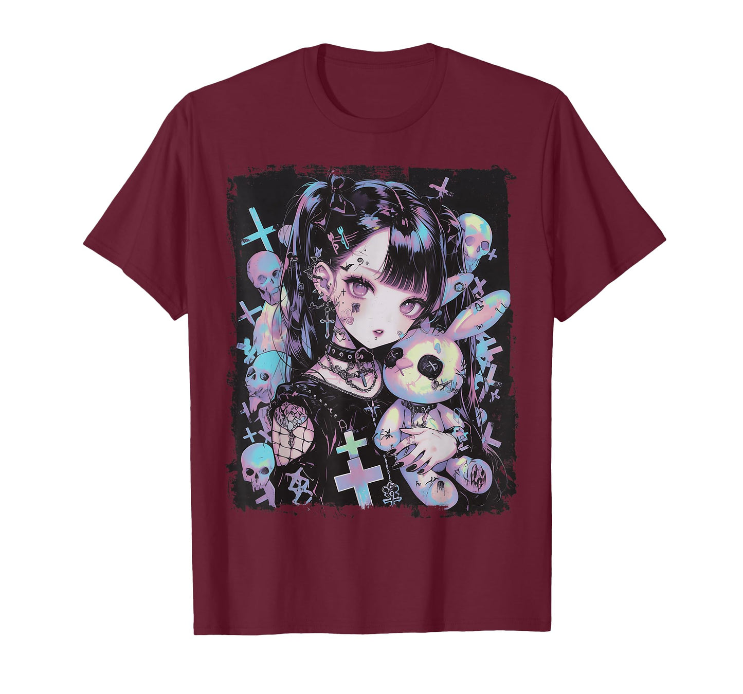 Anime Girl Goth Bunny Cute E-Girl Gothic Outfit Grunge T-Shirt