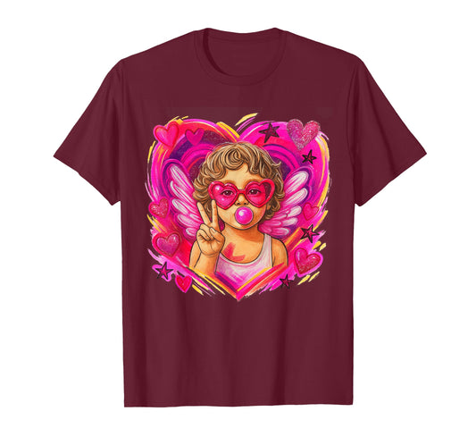 Cupid Heart Valentines Day XOXO Preppy Brushstroke T-Shirt