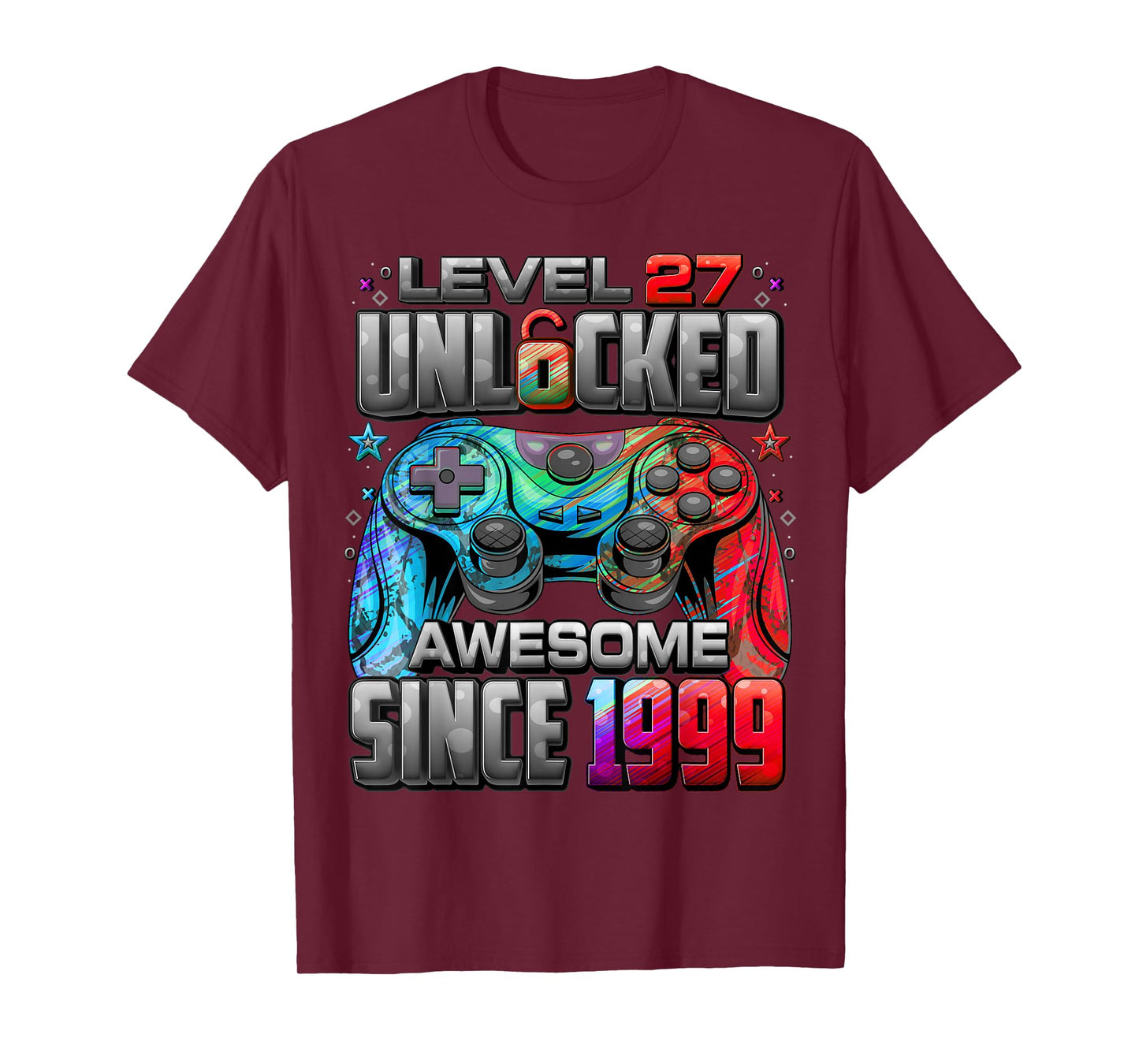 Level 27 Unlocked Awesome Since 1999 27th Birthday Gaming T-Shirt