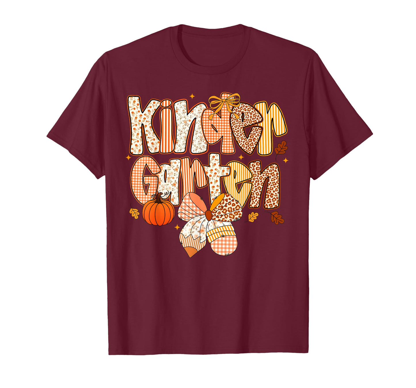 Kindergarten Fall Floral Coquette Bow Teachers Students T-Shirt