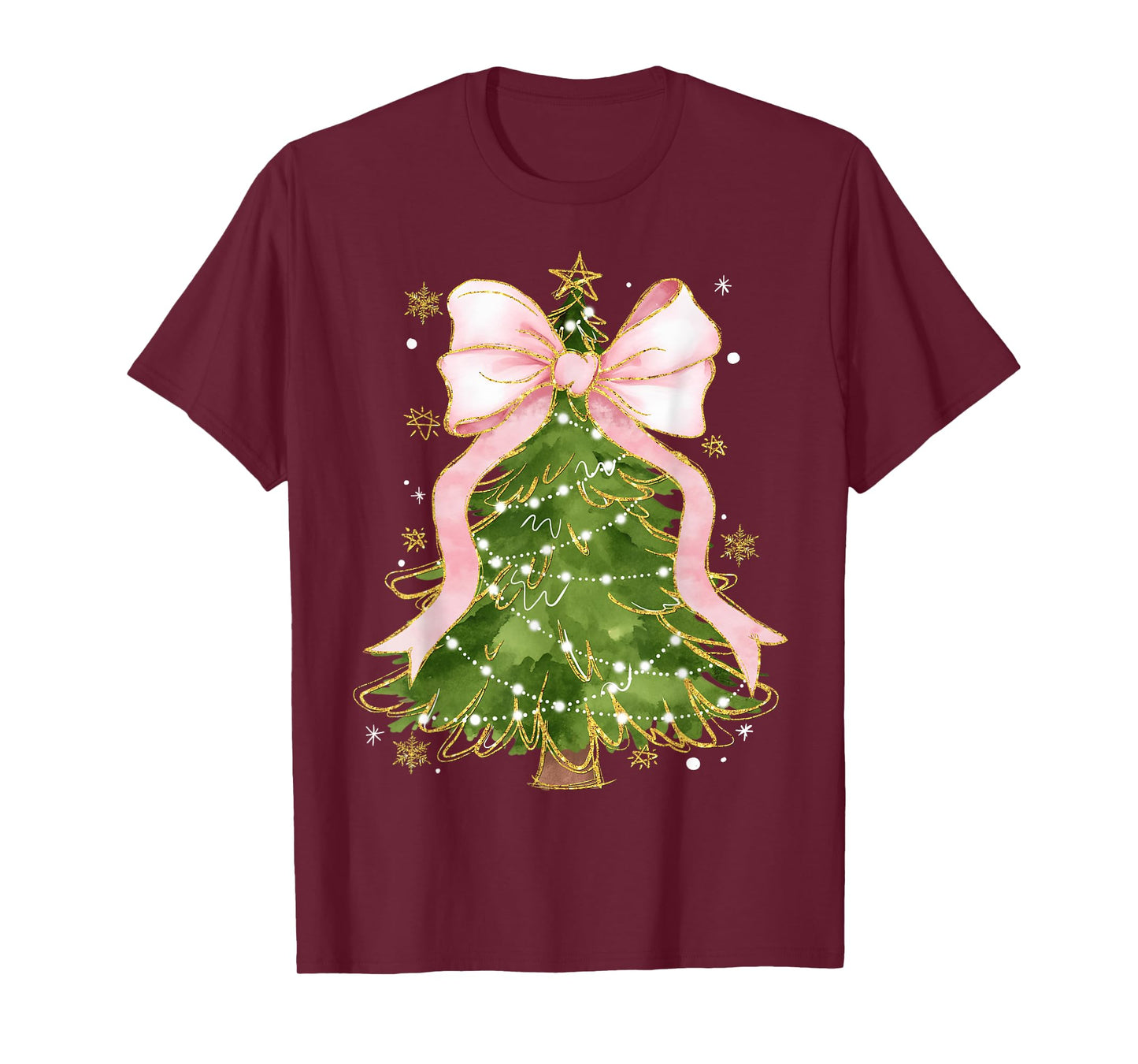 Coquette Bow Christmas Tree Xmas Holiday Girly Outfit Women T-Shirt