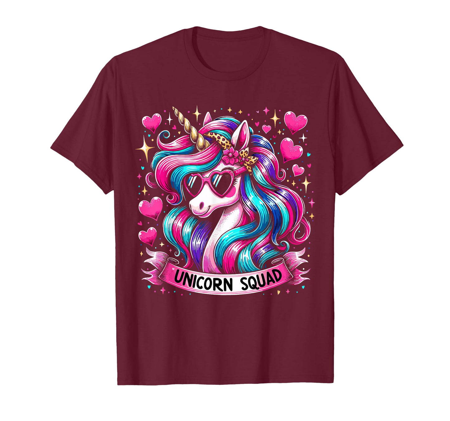 Unicorn Squad Unicorn with leopard Bandana T-Shirt