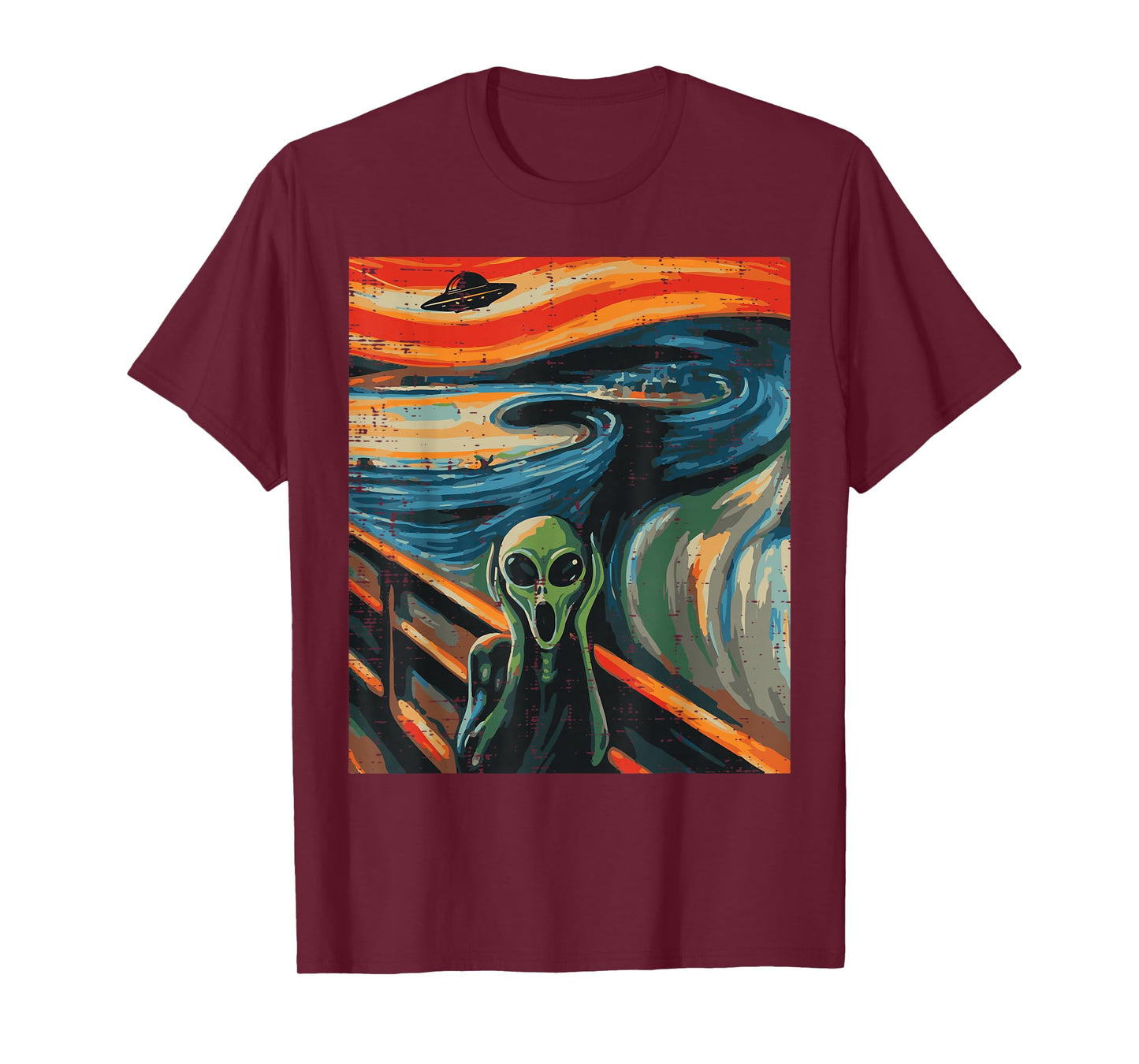 Alien Scream Painting Funny UFO Space Art Women Men Kids T-Shirt