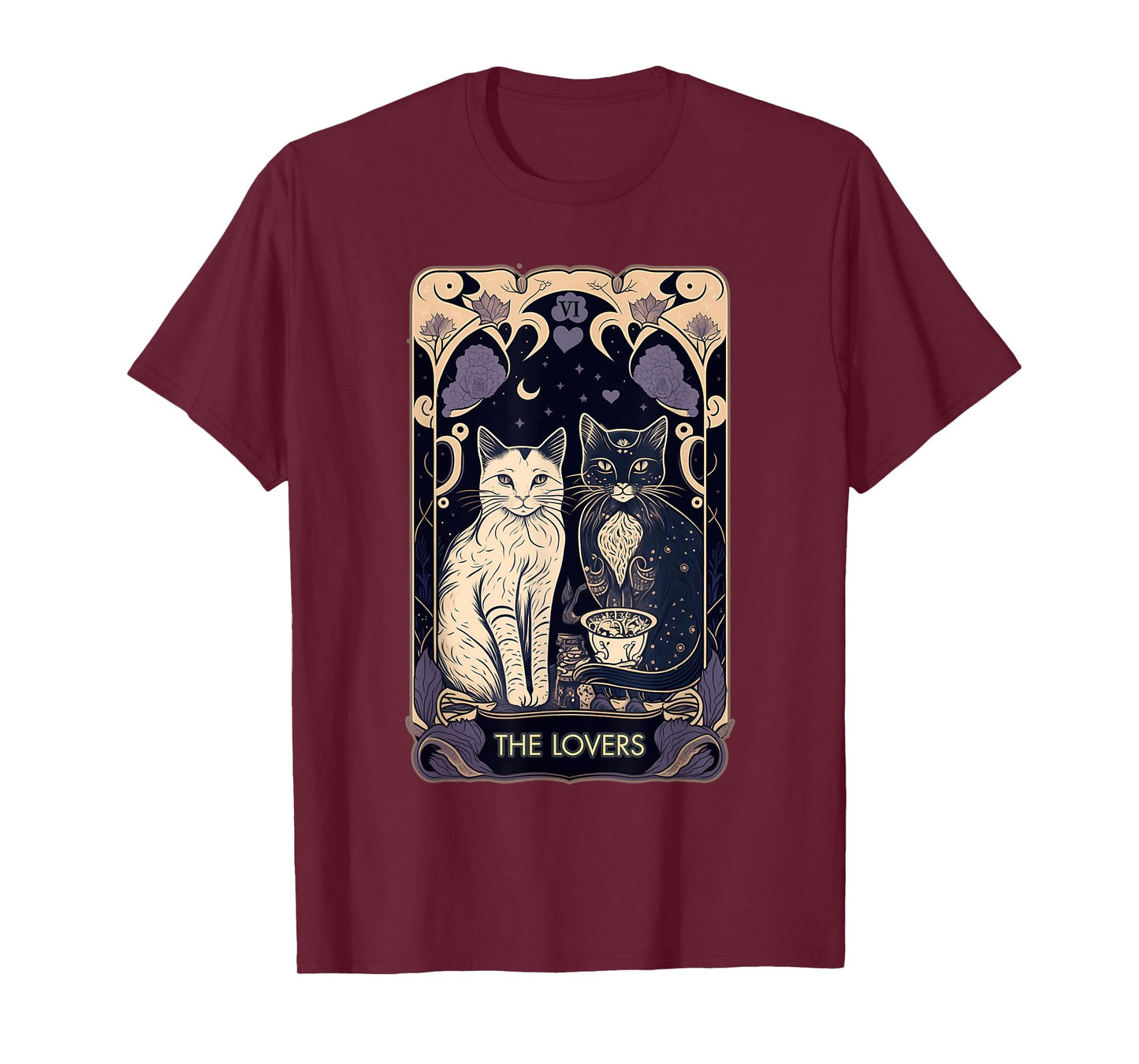 Cute Cat The Lovers Tarot Card Cat Tarot Card Graphic T-Shirt